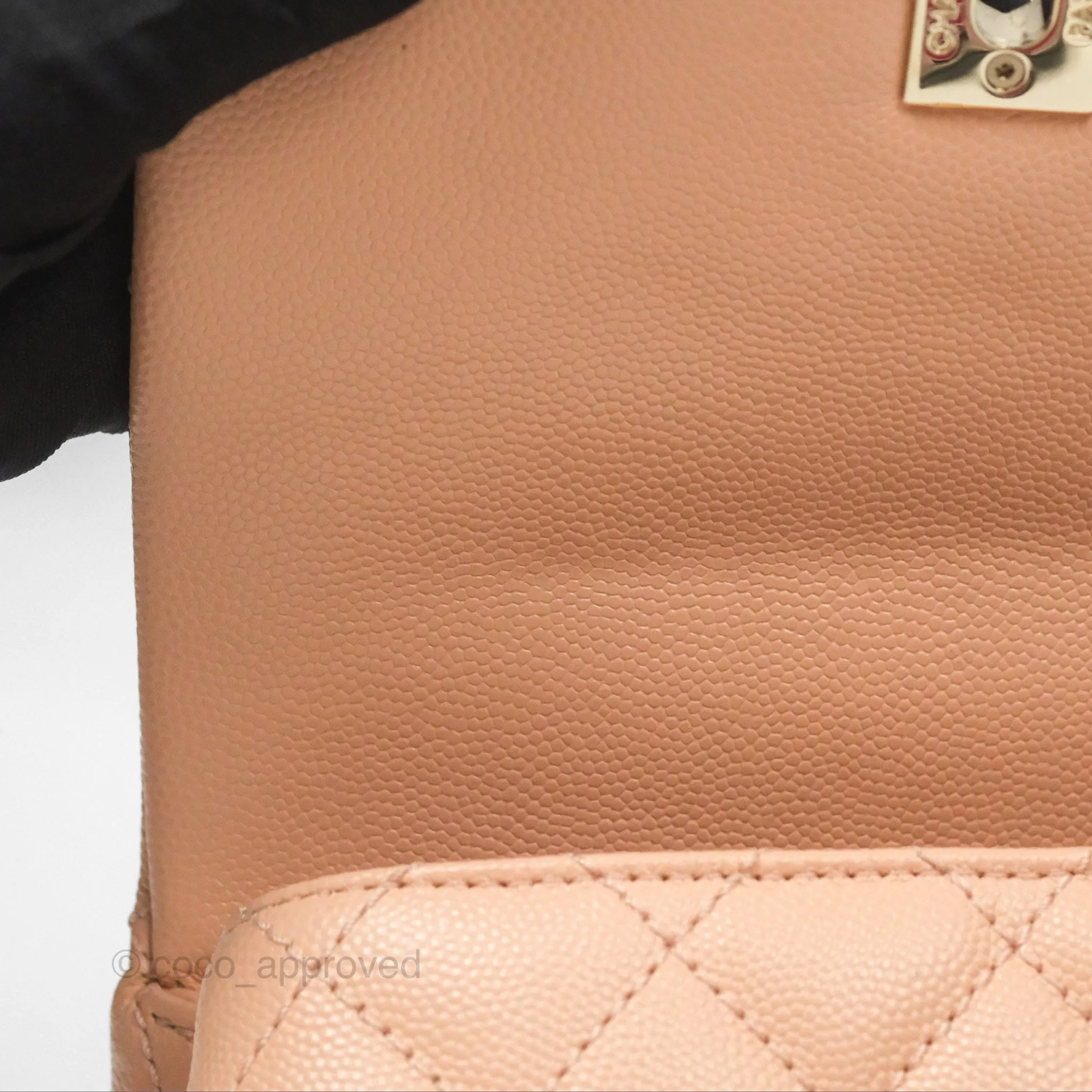 Chanel Quilted Mini Coco Handle Caviar Pink Beige Gold Hardware