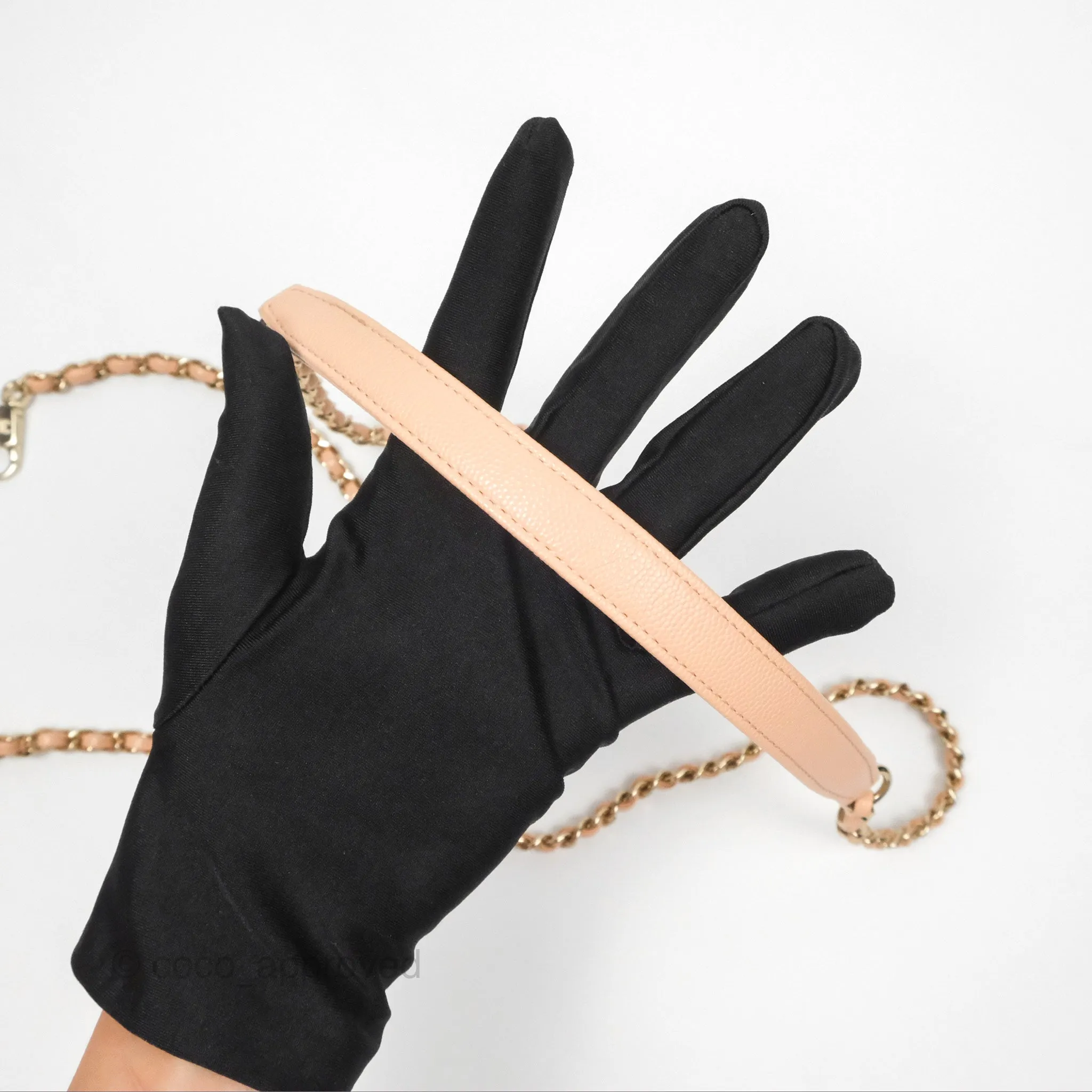 Chanel Quilted Mini Coco Handle Caviar Pink Beige Gold Hardware