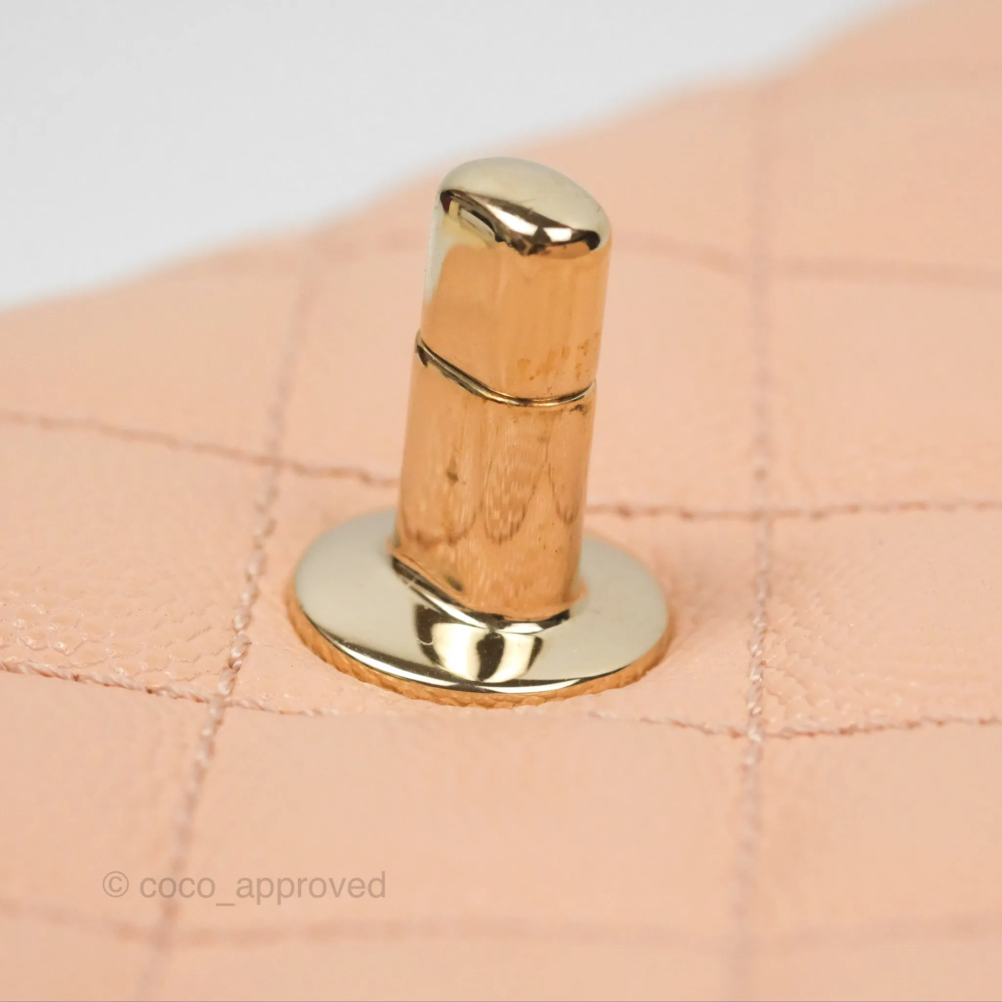 Chanel Quilted Mini Coco Handle Caviar Pink Beige Gold Hardware