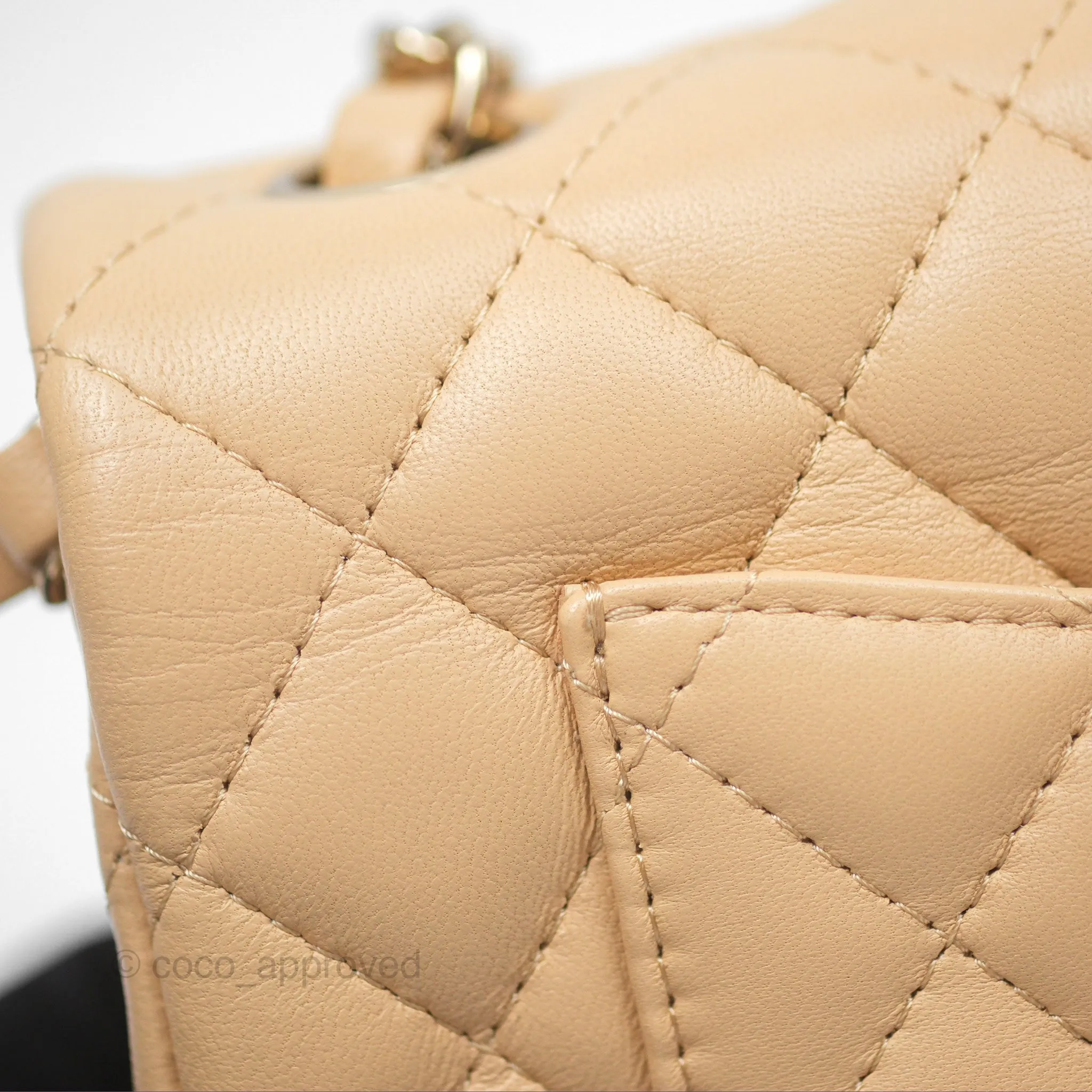 Chanel Quilted Mini Rectangular Beige Lambskin Gold Hardware