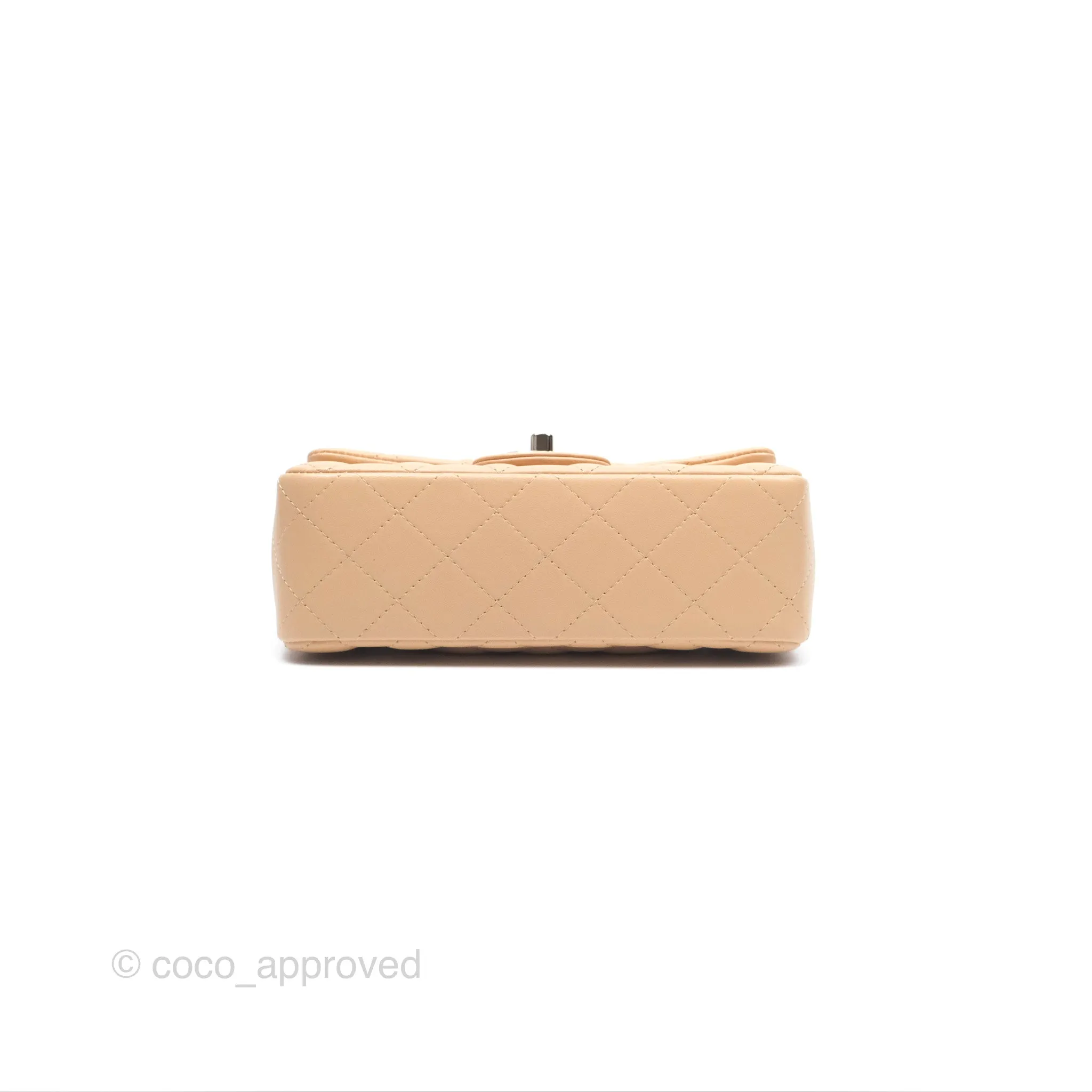 Chanel Quilted Mini Rectangular Beige Lambskin Gold Hardware