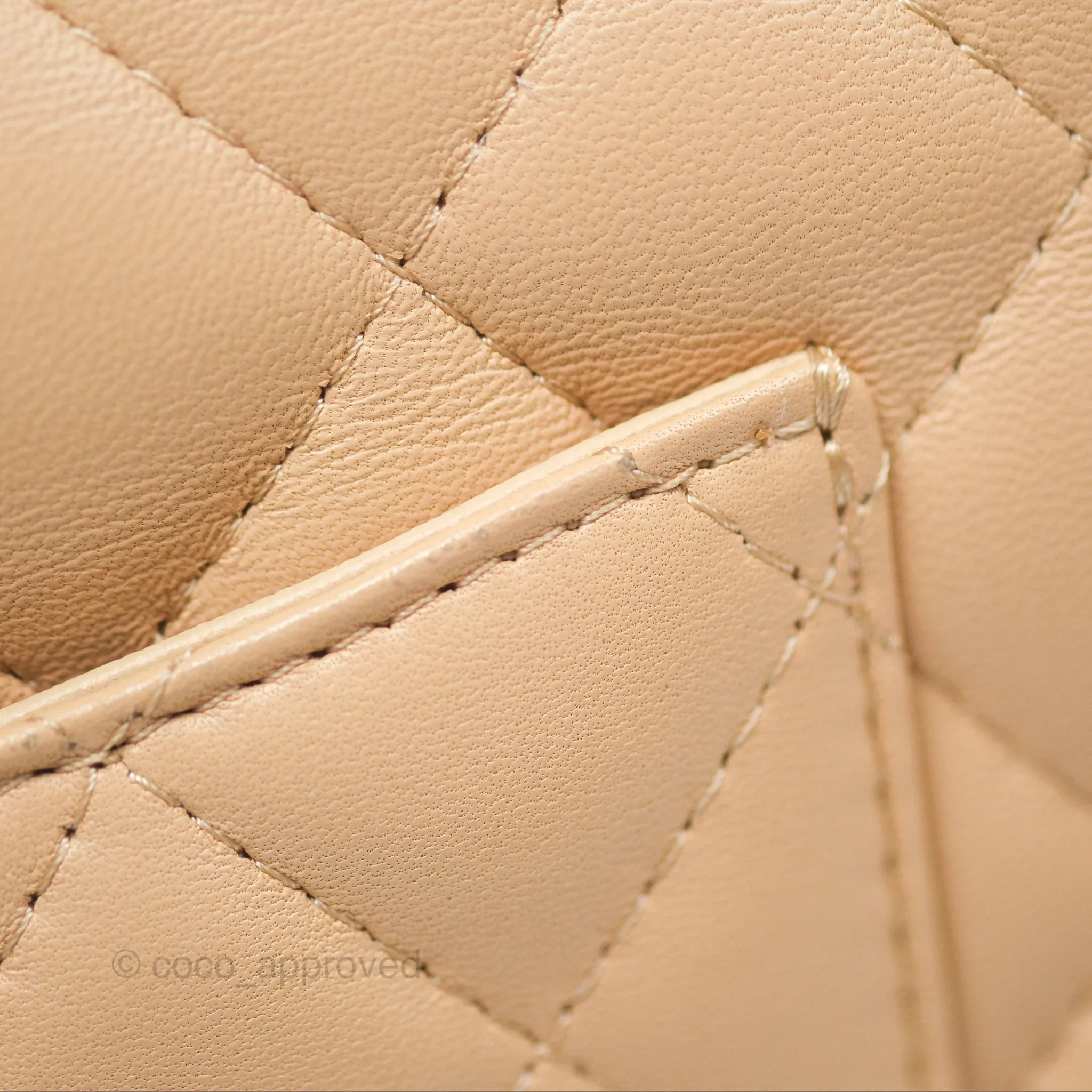 Chanel Quilted Mini Rectangular Beige Lambskin Gold Hardware