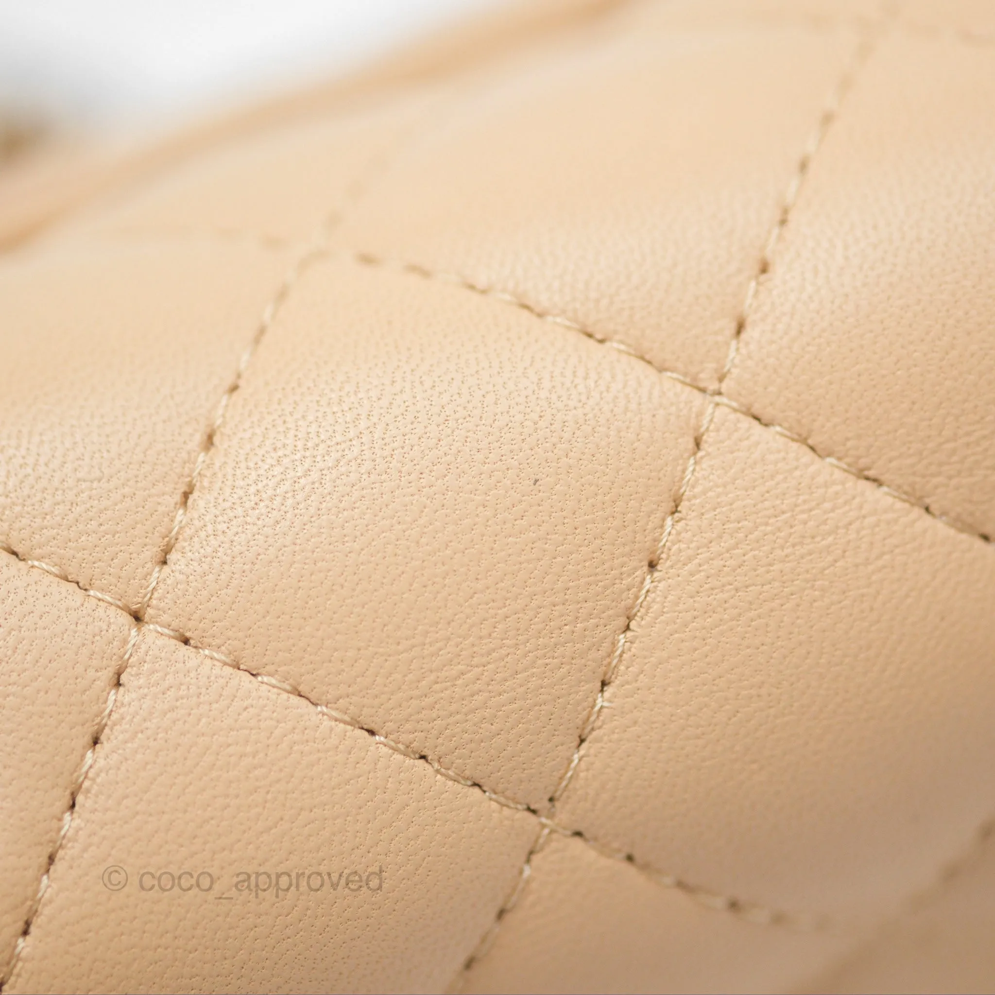 Chanel Quilted Mini Rectangular Beige Lambskin Gold Hardware