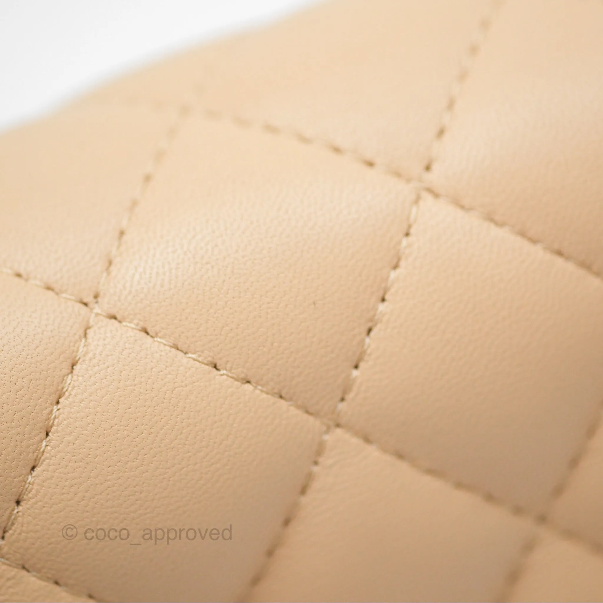 Chanel Quilted Mini Rectangular Beige Lambskin Gold Hardware