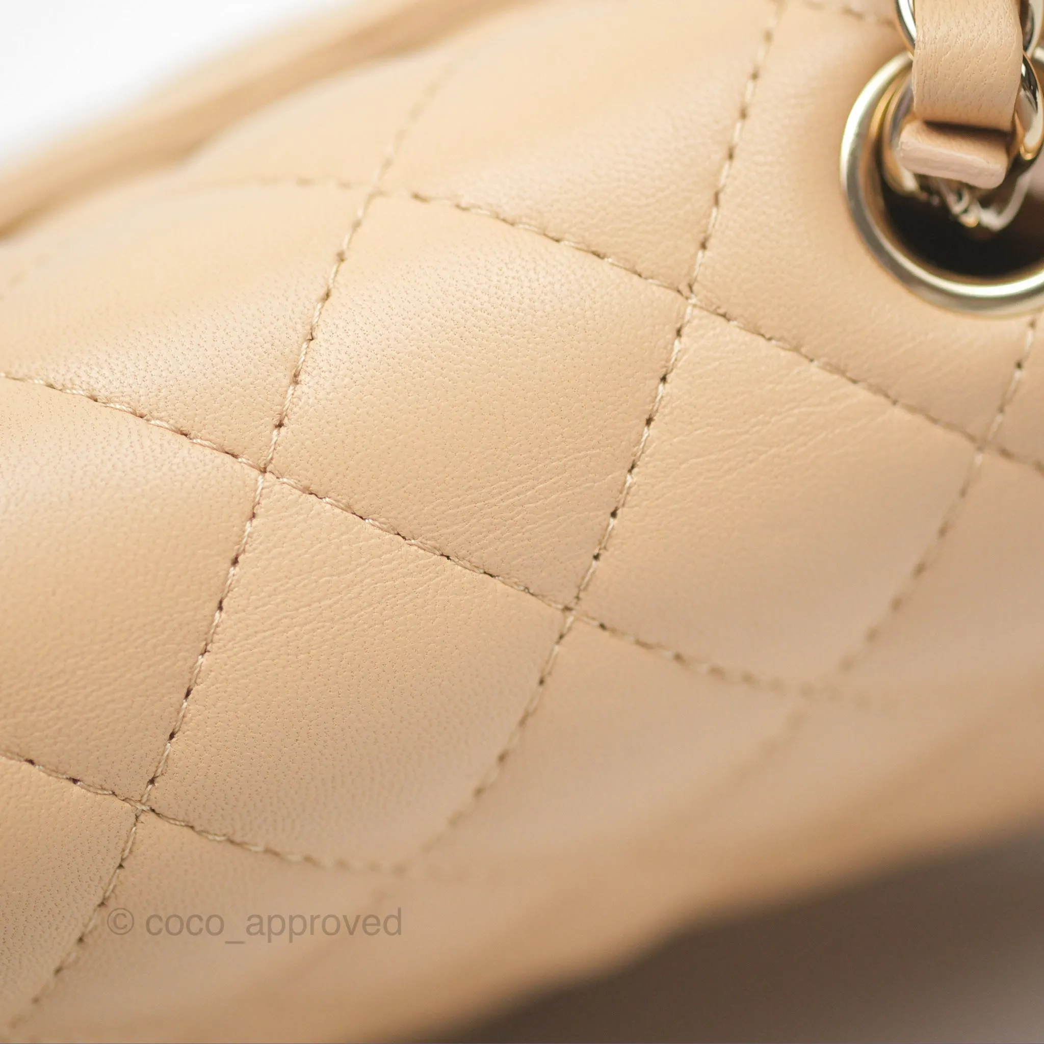 Chanel Quilted Mini Rectangular Beige Lambskin Gold Hardware