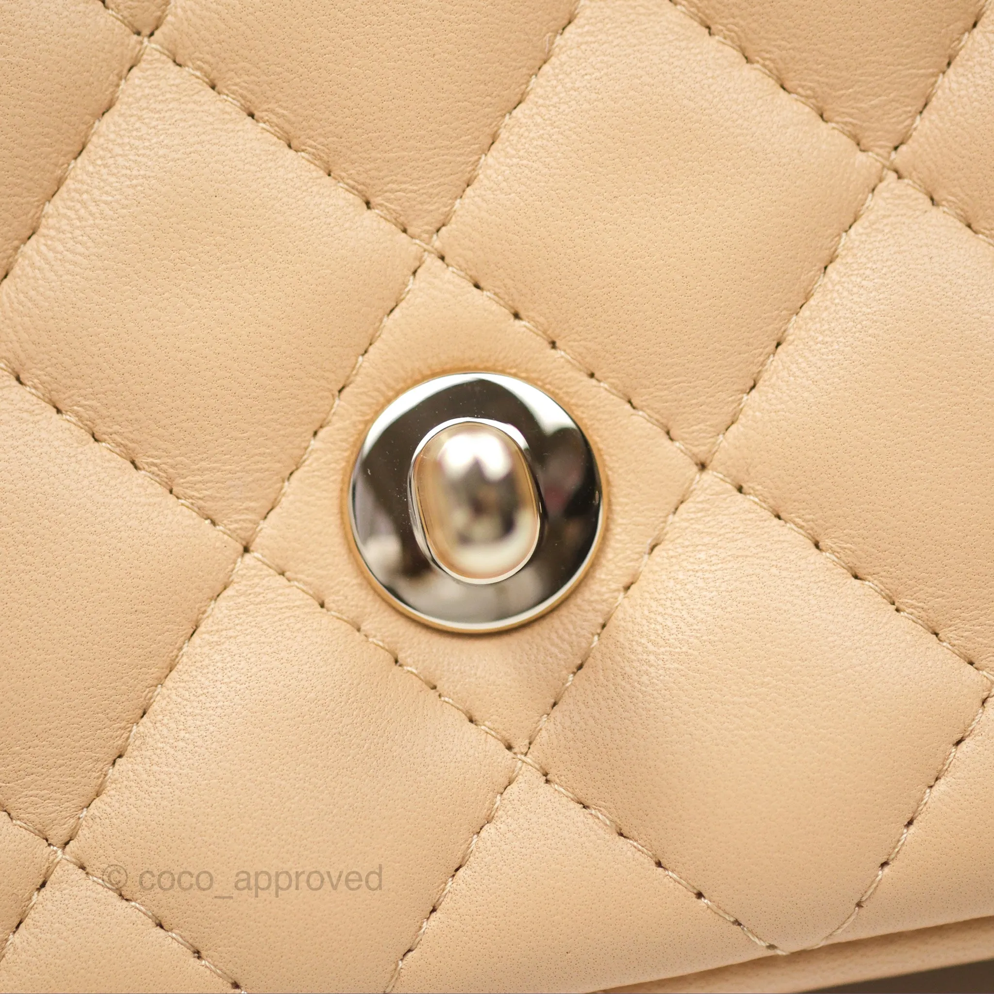 Chanel Quilted Mini Rectangular Beige Lambskin Gold Hardware