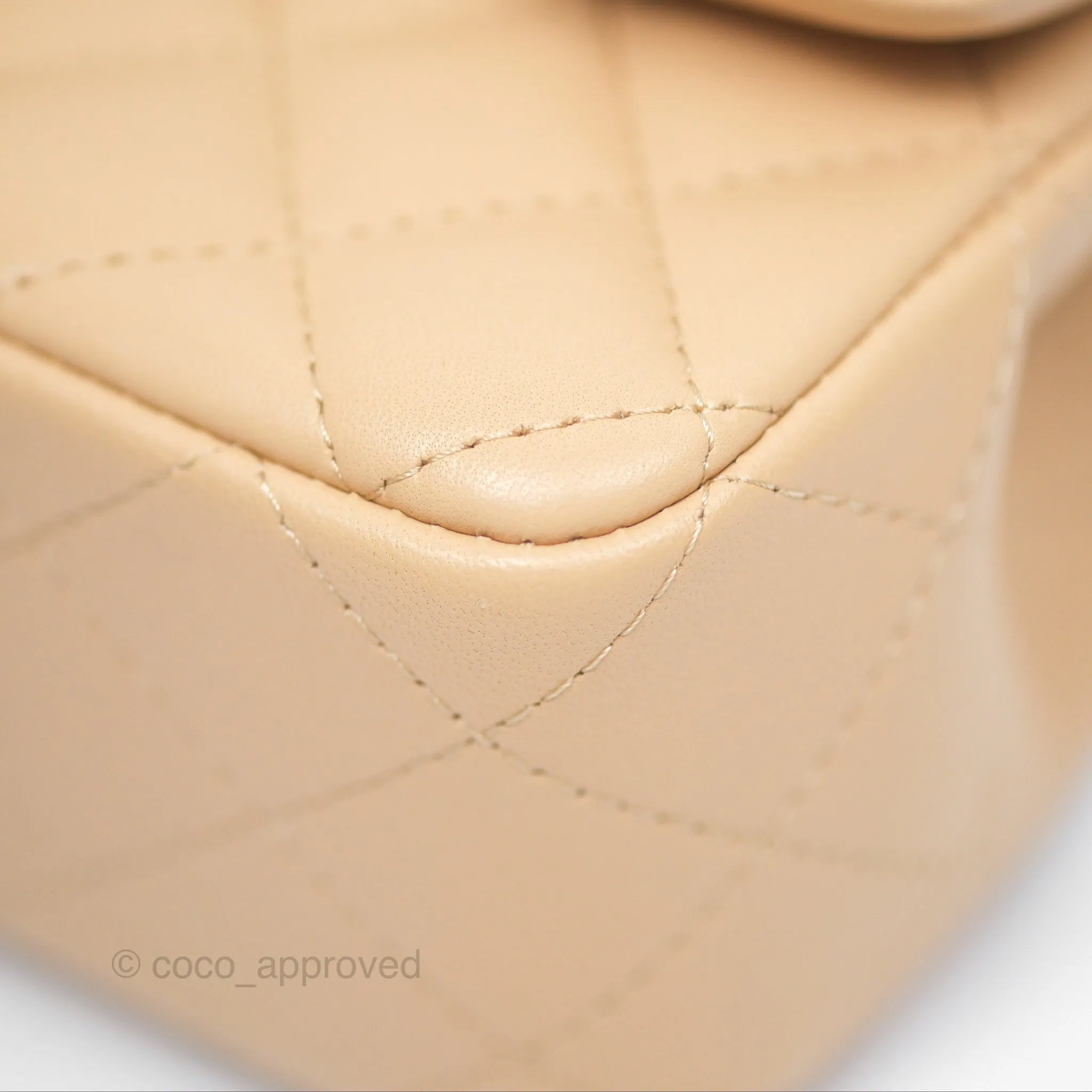 Chanel Quilted Mini Rectangular Beige Lambskin Gold Hardware