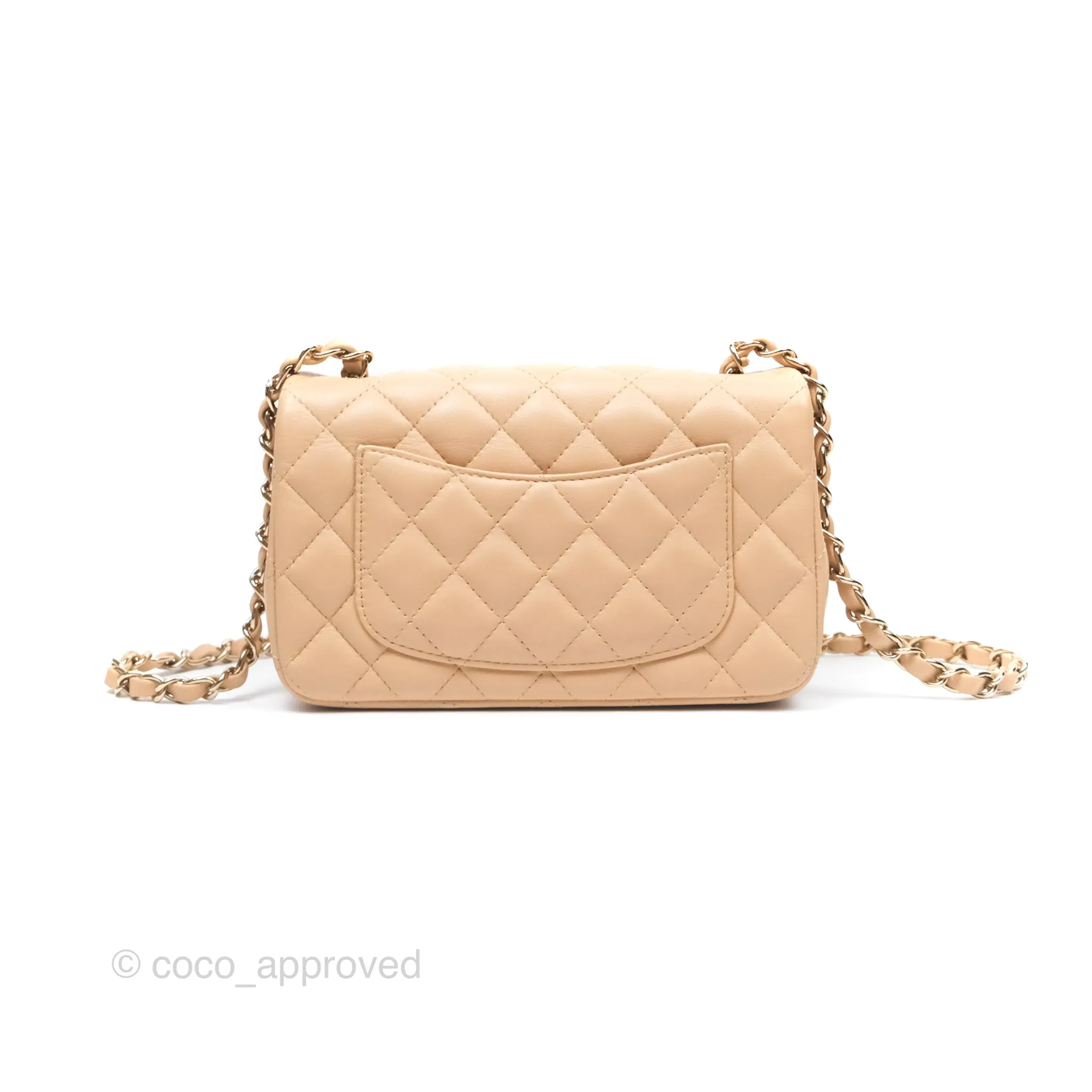 Chanel Quilted Mini Rectangular Beige Lambskin Gold Hardware