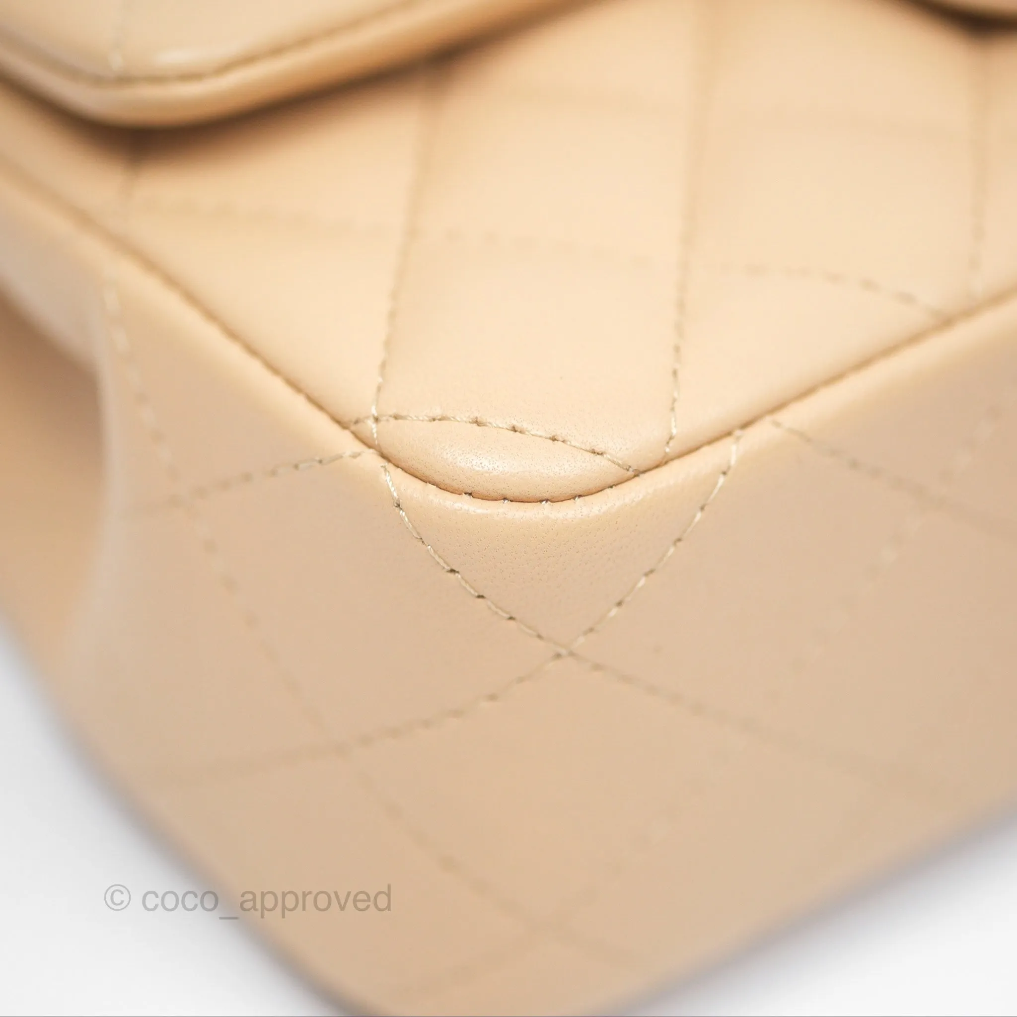 Chanel Quilted Mini Rectangular Beige Lambskin Gold Hardware