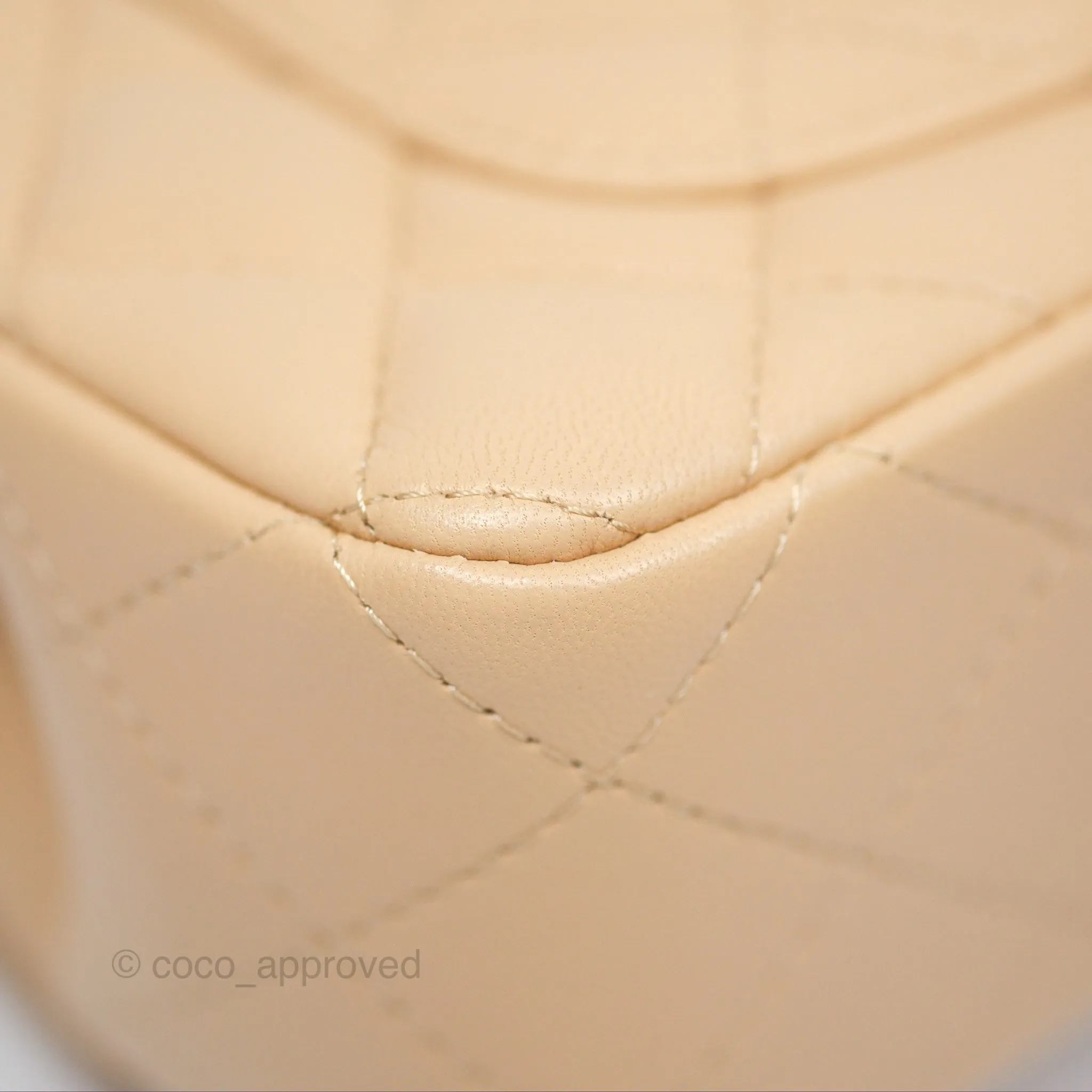 Chanel Quilted Mini Rectangular Beige Lambskin Gold Hardware