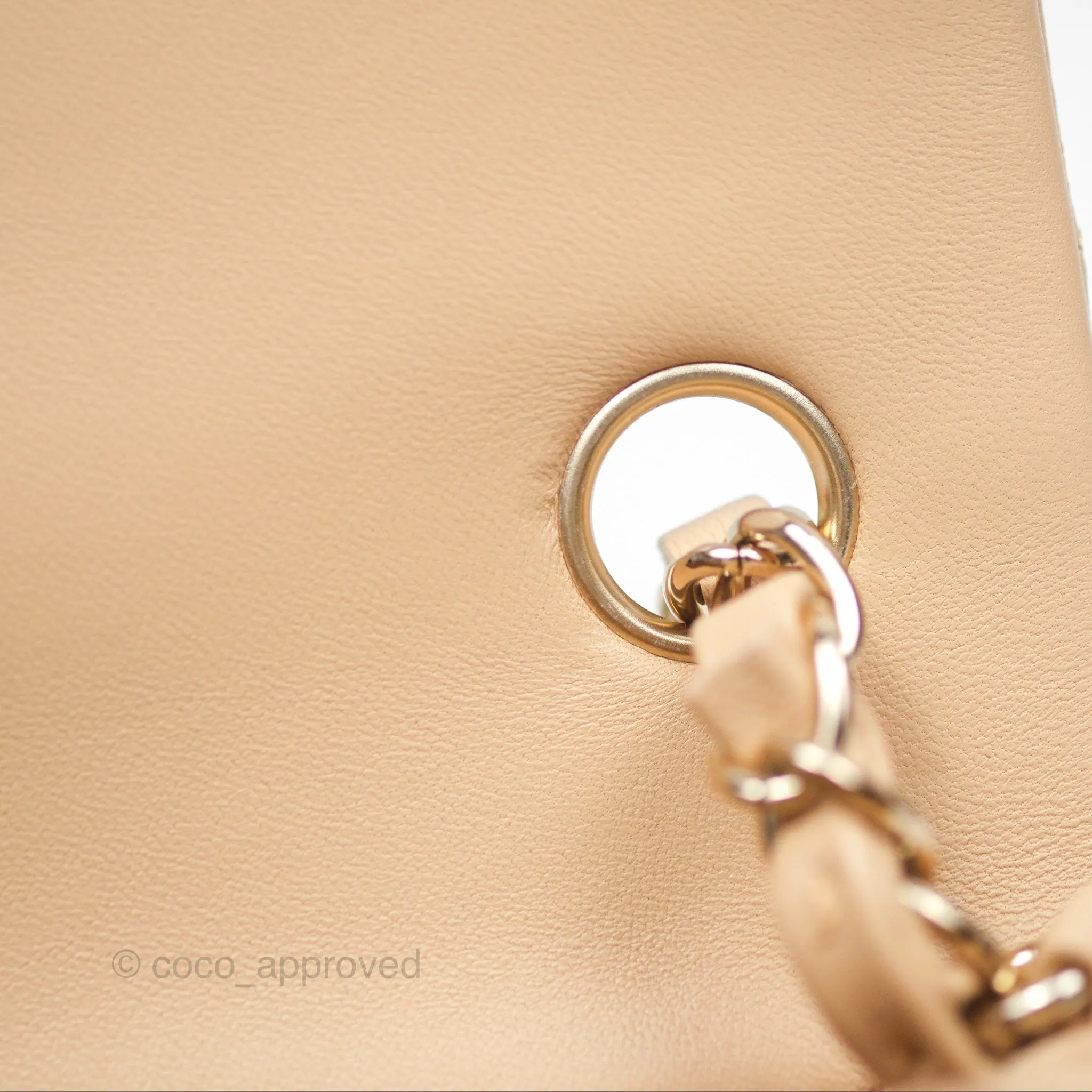 Chanel Quilted Mini Rectangular Beige Lambskin Gold Hardware