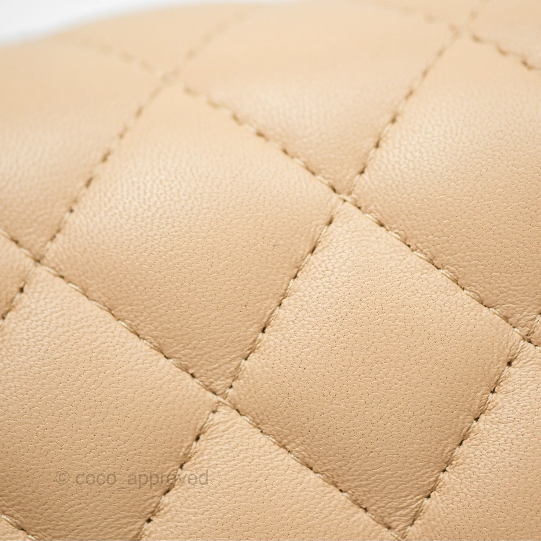 Chanel Quilted Mini Rectangular Beige Lambskin Gold Hardware