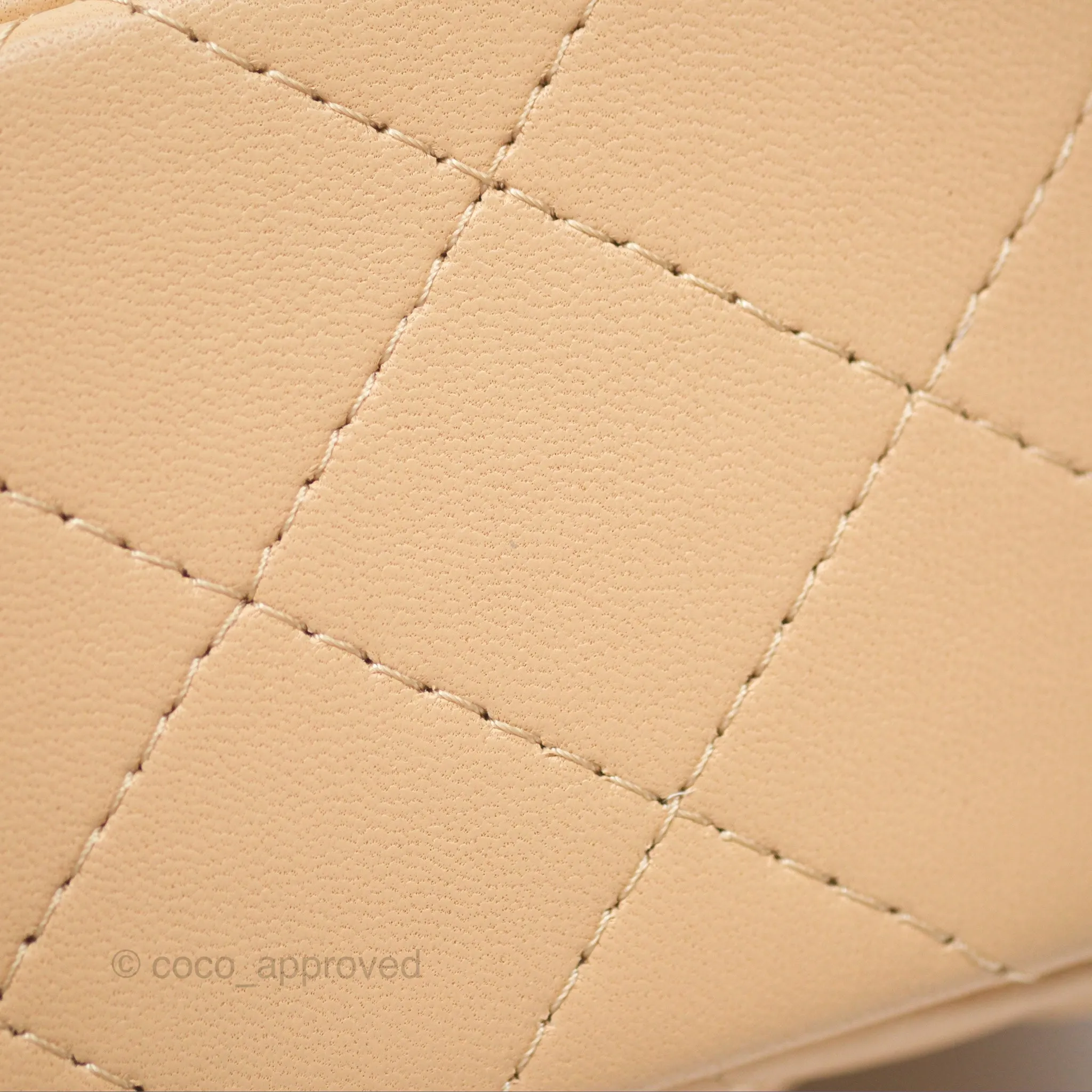 Chanel Quilted Mini Rectangular Beige Lambskin Gold Hardware