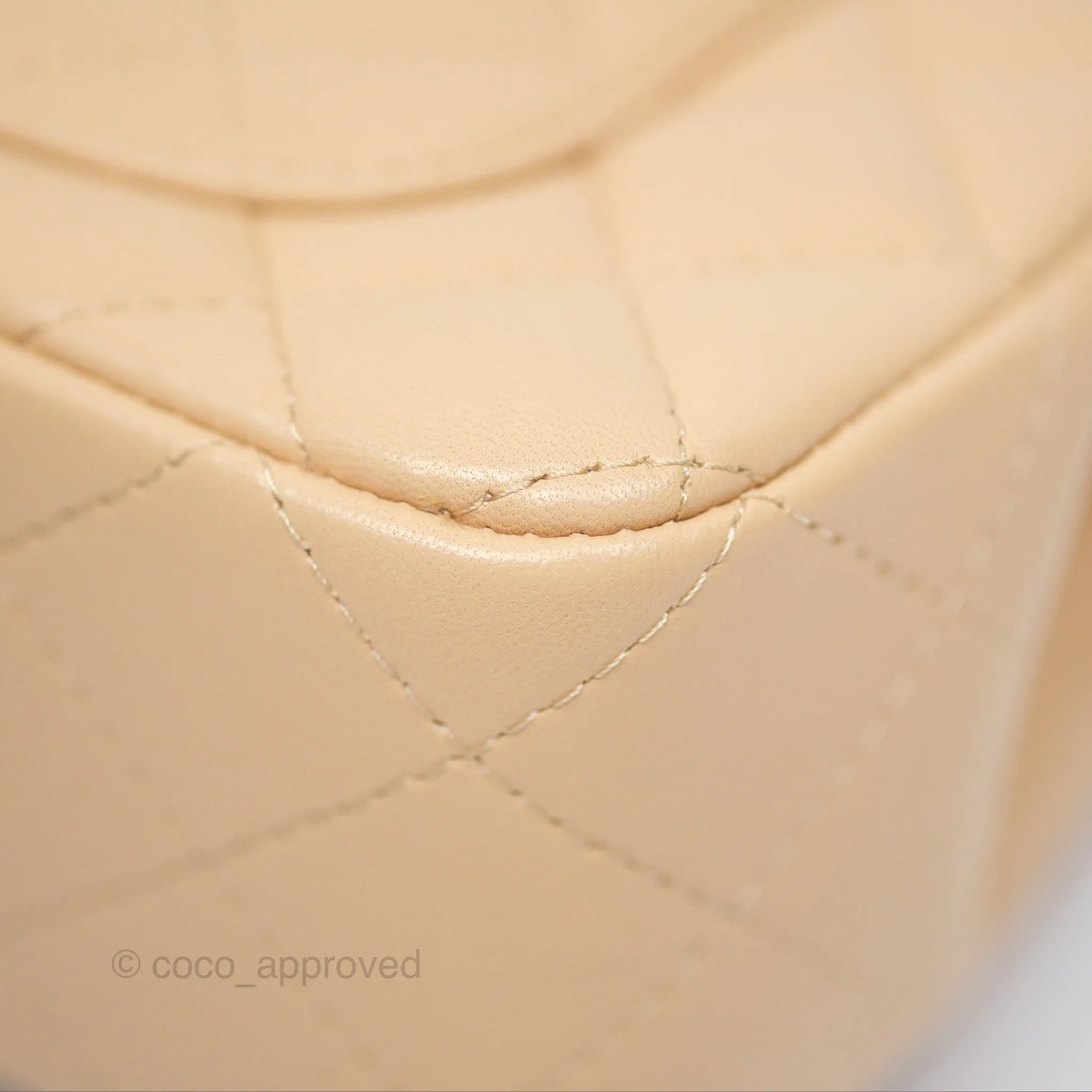 Chanel Quilted Mini Rectangular Beige Lambskin Gold Hardware