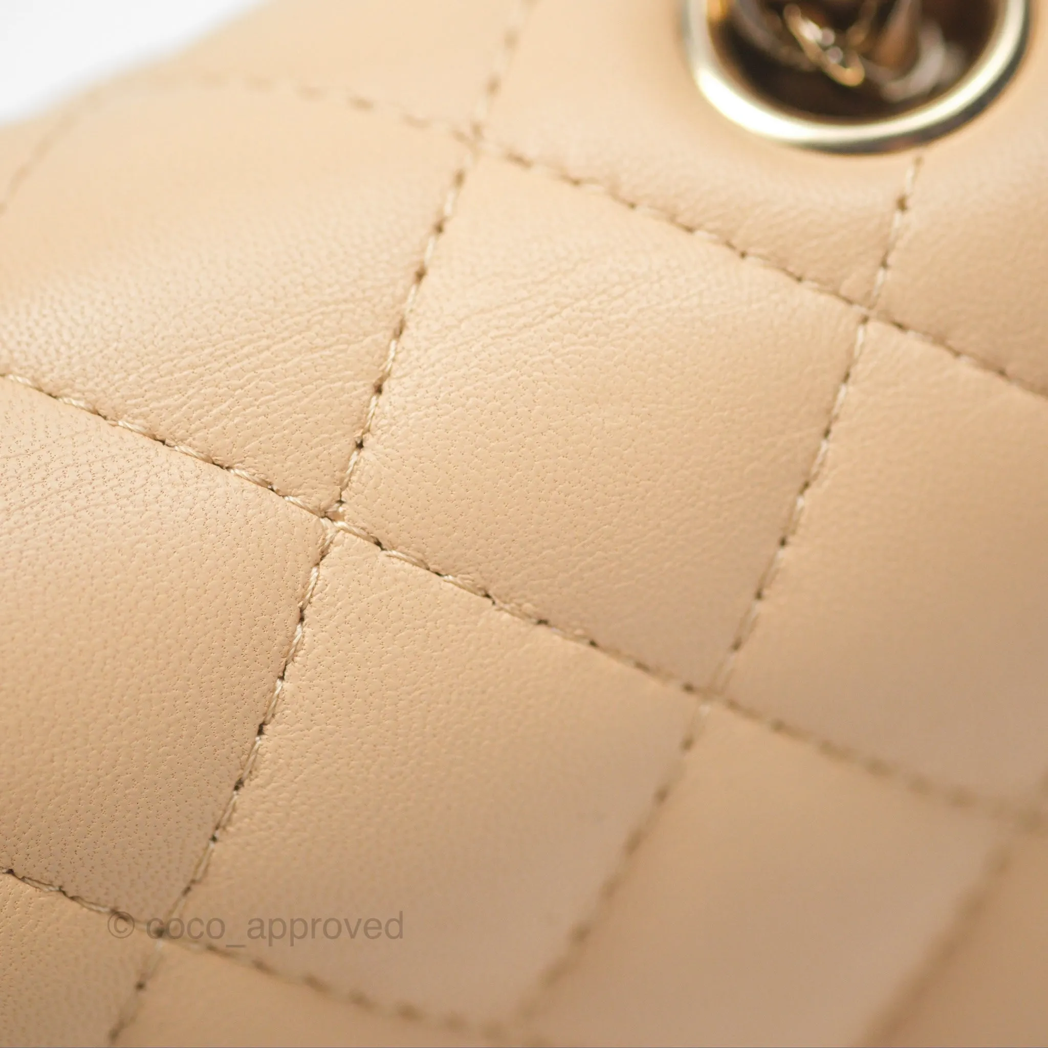 Chanel Quilted Mini Rectangular Beige Lambskin Gold Hardware