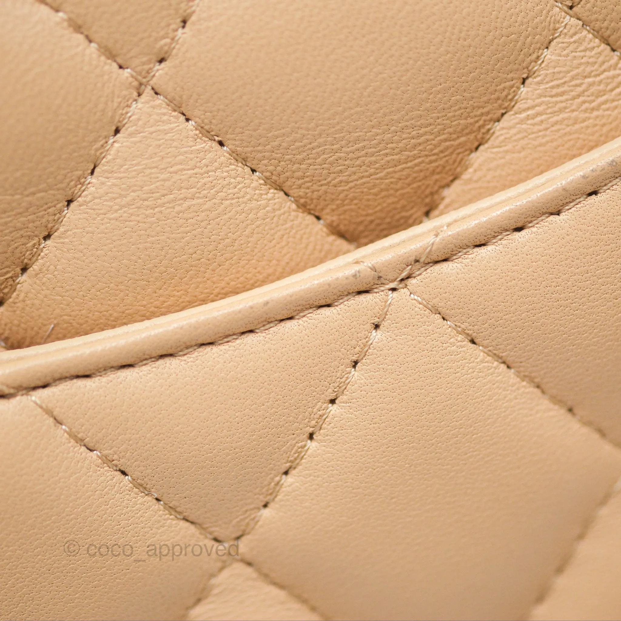 Chanel Quilted Mini Rectangular Beige Lambskin Gold Hardware