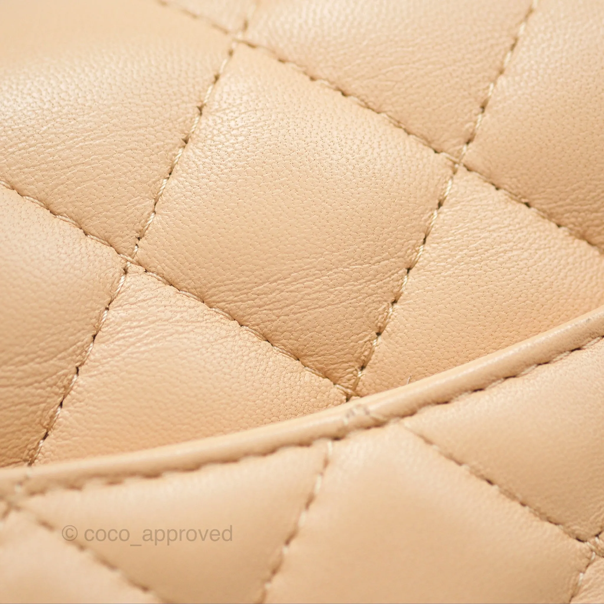 Chanel Quilted Mini Rectangular Beige Lambskin Gold Hardware
