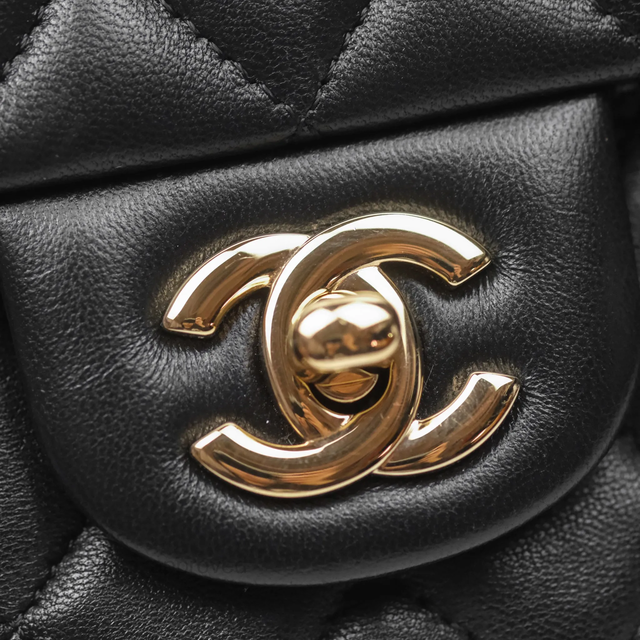 Chanel Quilted Mini Rectangular Flap Black Lambskin Gold Hardware