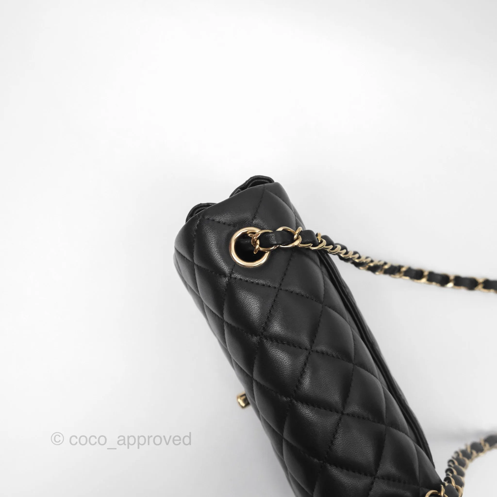 Chanel Quilted Mini Rectangular Flap Black Lambskin Gold Hardware