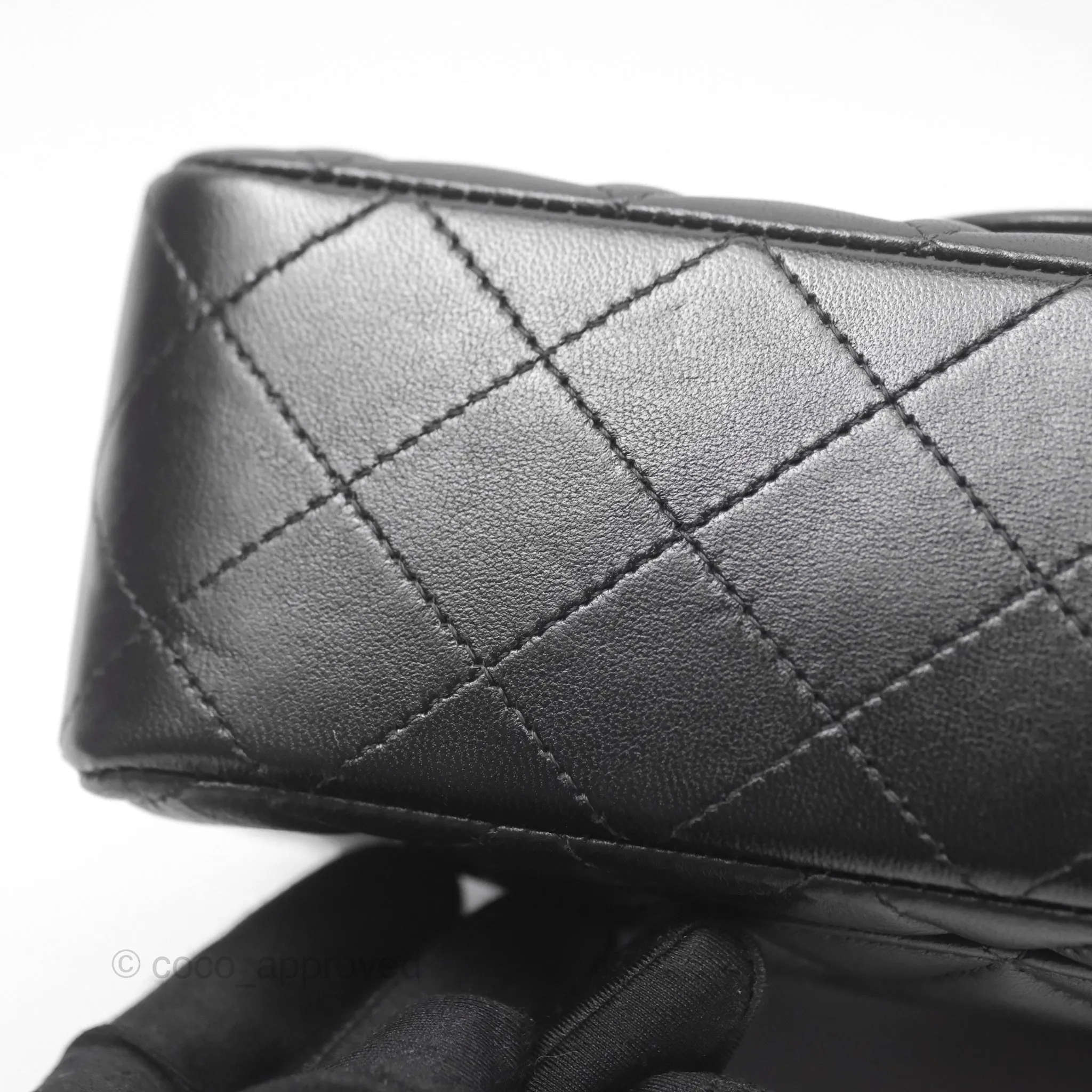 Chanel Quilted Mini Rectangular Flap Black Lambskin Gold Hardware