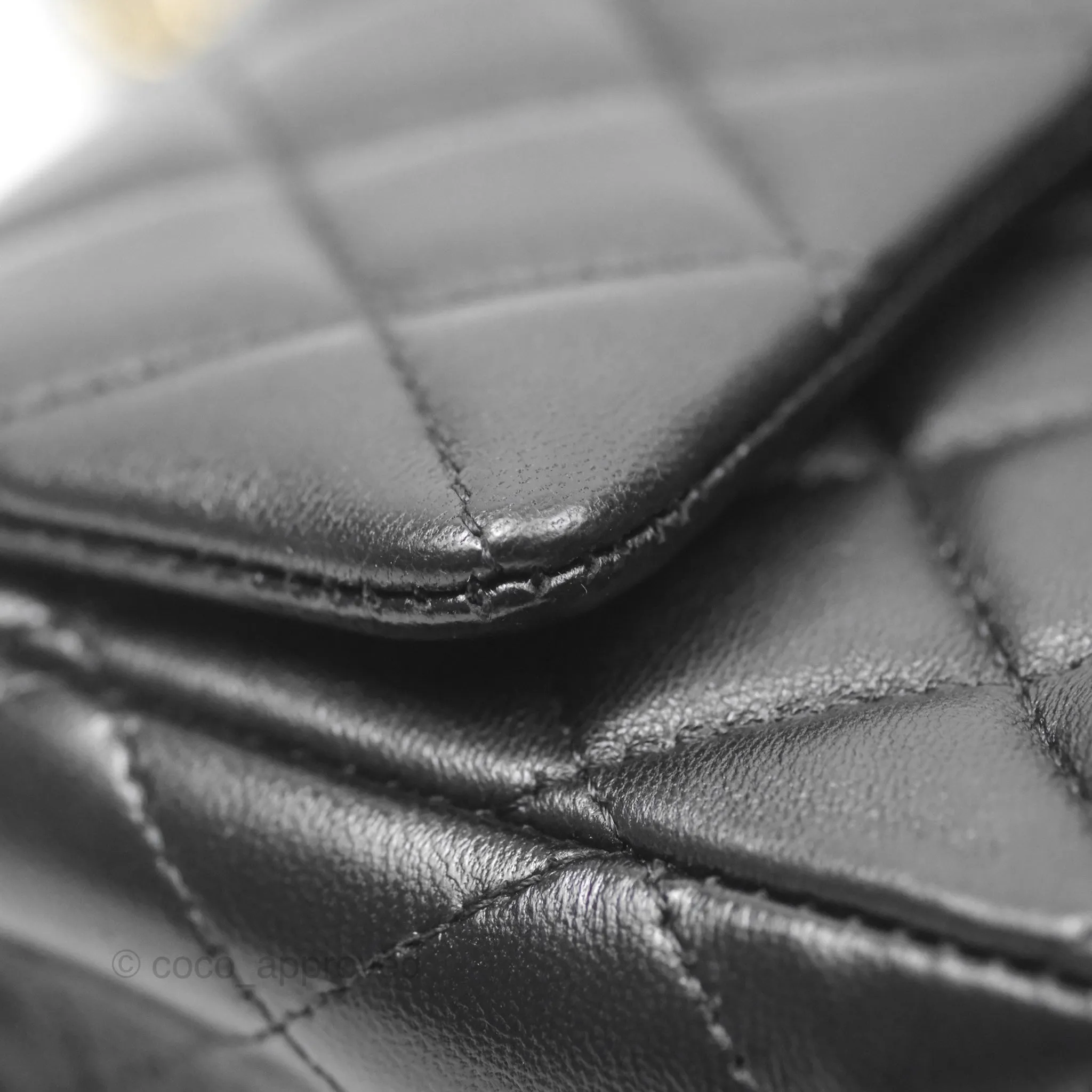 Chanel Quilted Mini Rectangular Flap Black Lambskin Gold Hardware