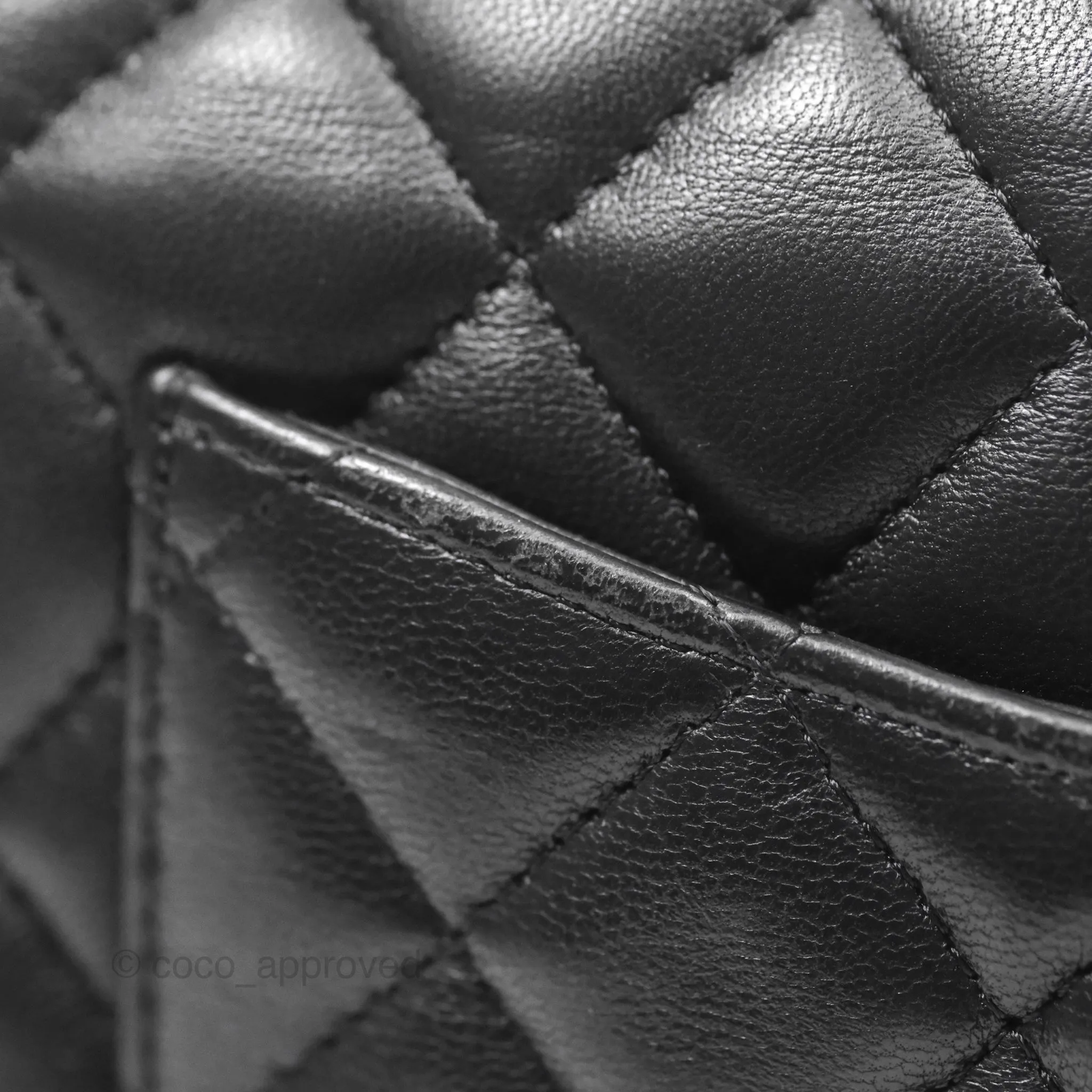 Chanel Quilted Mini Rectangular Flap Black Lambskin Gold Hardware