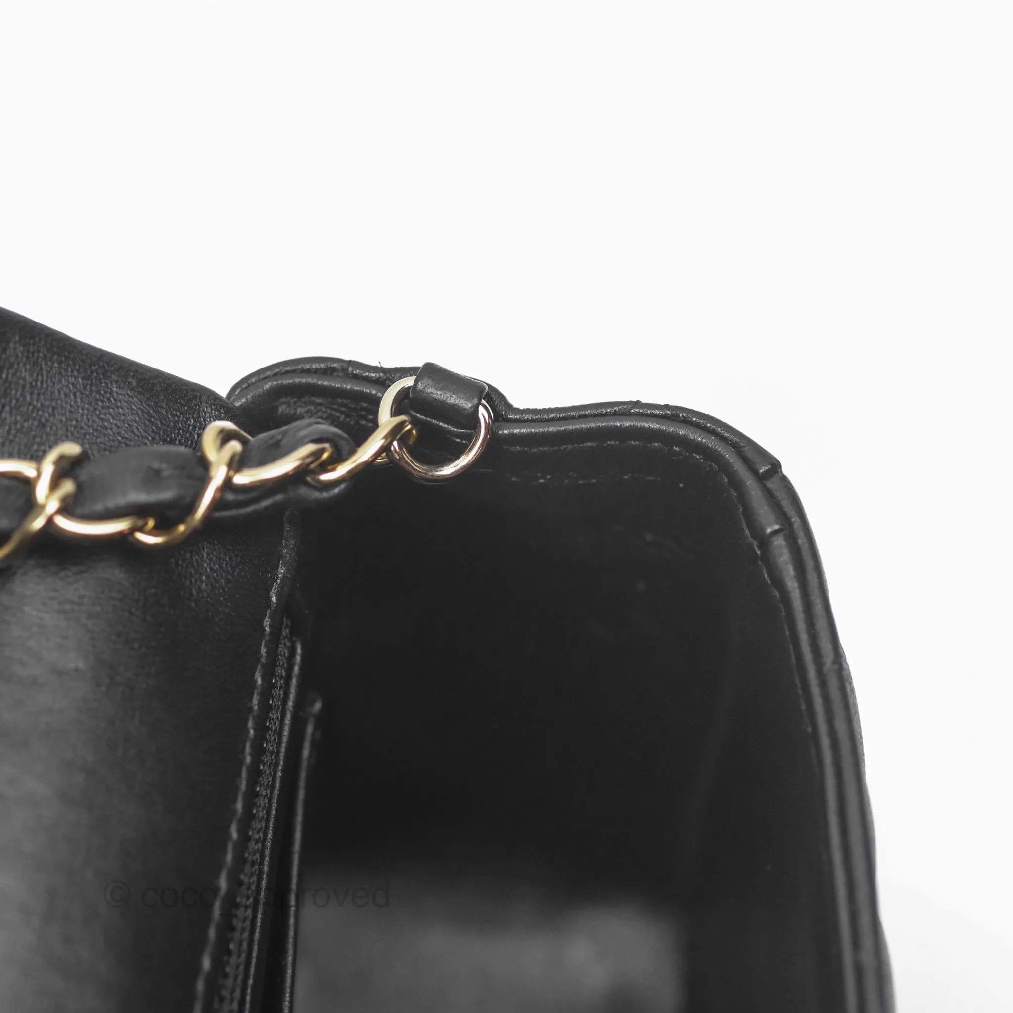 Chanel Quilted Mini Rectangular Flap Black Lambskin Gold Hardware