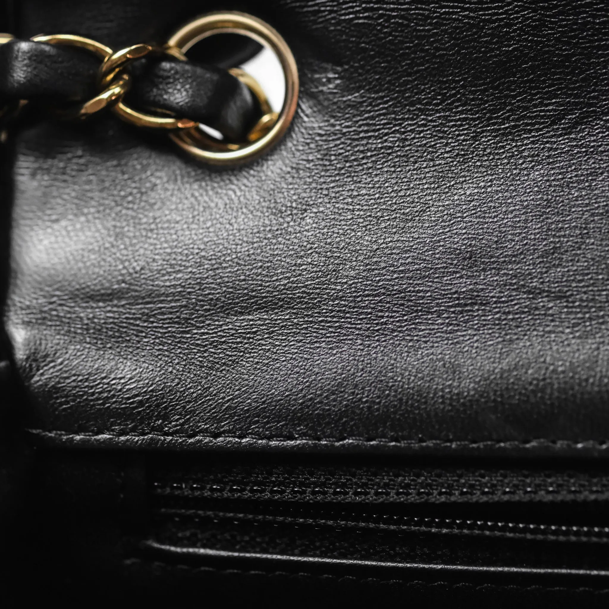 Chanel Quilted Mini Rectangular Flap Black Lambskin Gold Hardware