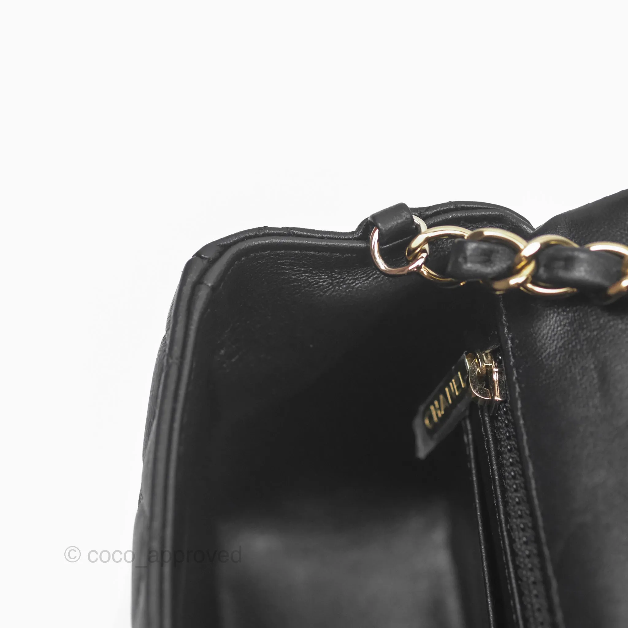 Chanel Quilted Mini Rectangular Flap Black Lambskin Gold Hardware