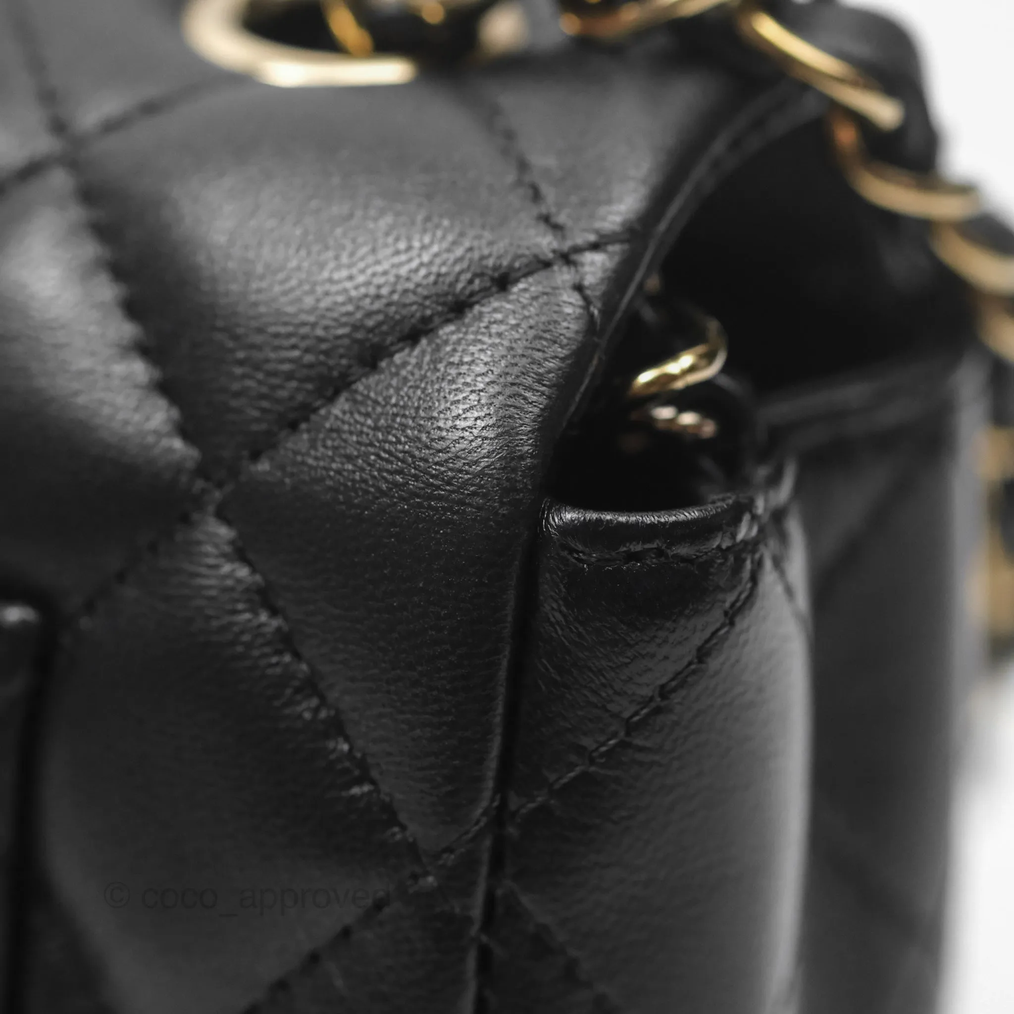 Chanel Quilted Mini Rectangular Flap Black Lambskin Gold Hardware