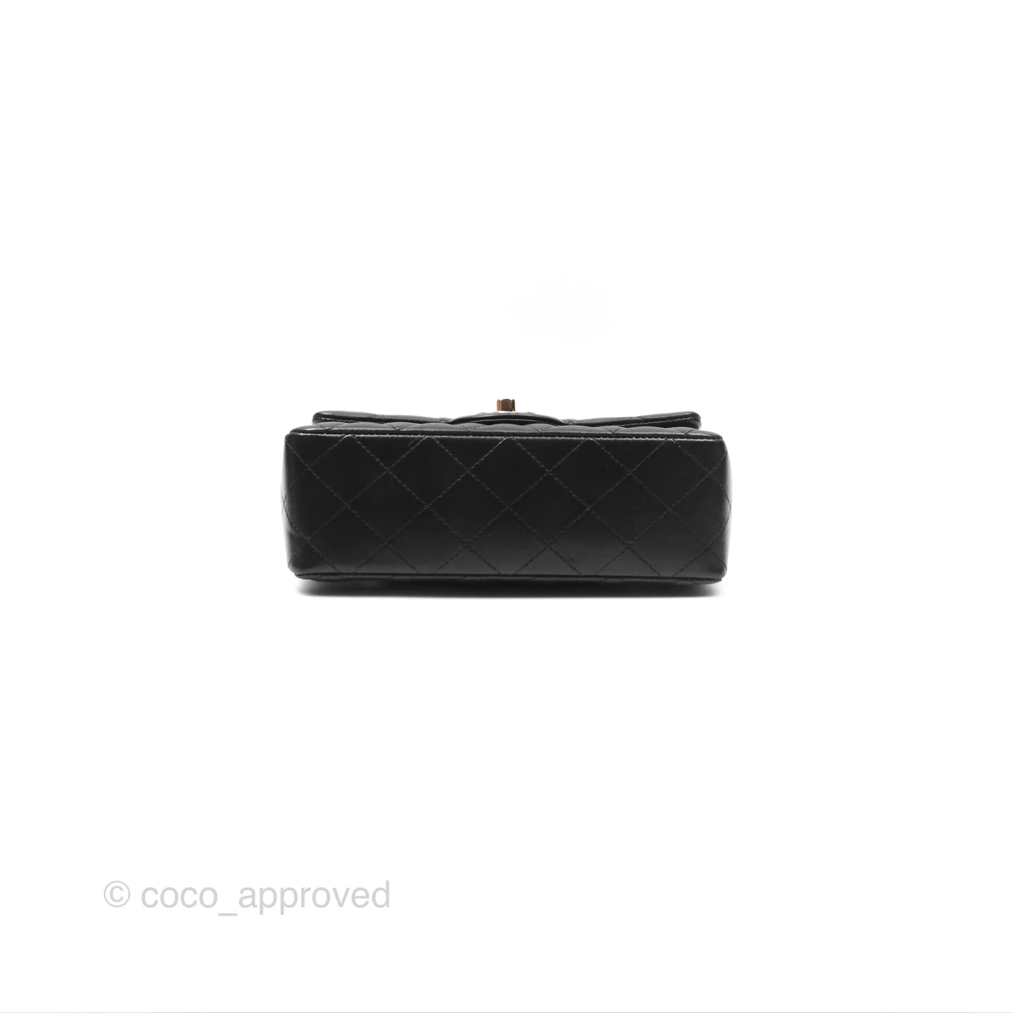 Chanel Quilted Mini Rectangular Flap Black Lambskin Gold Hardware