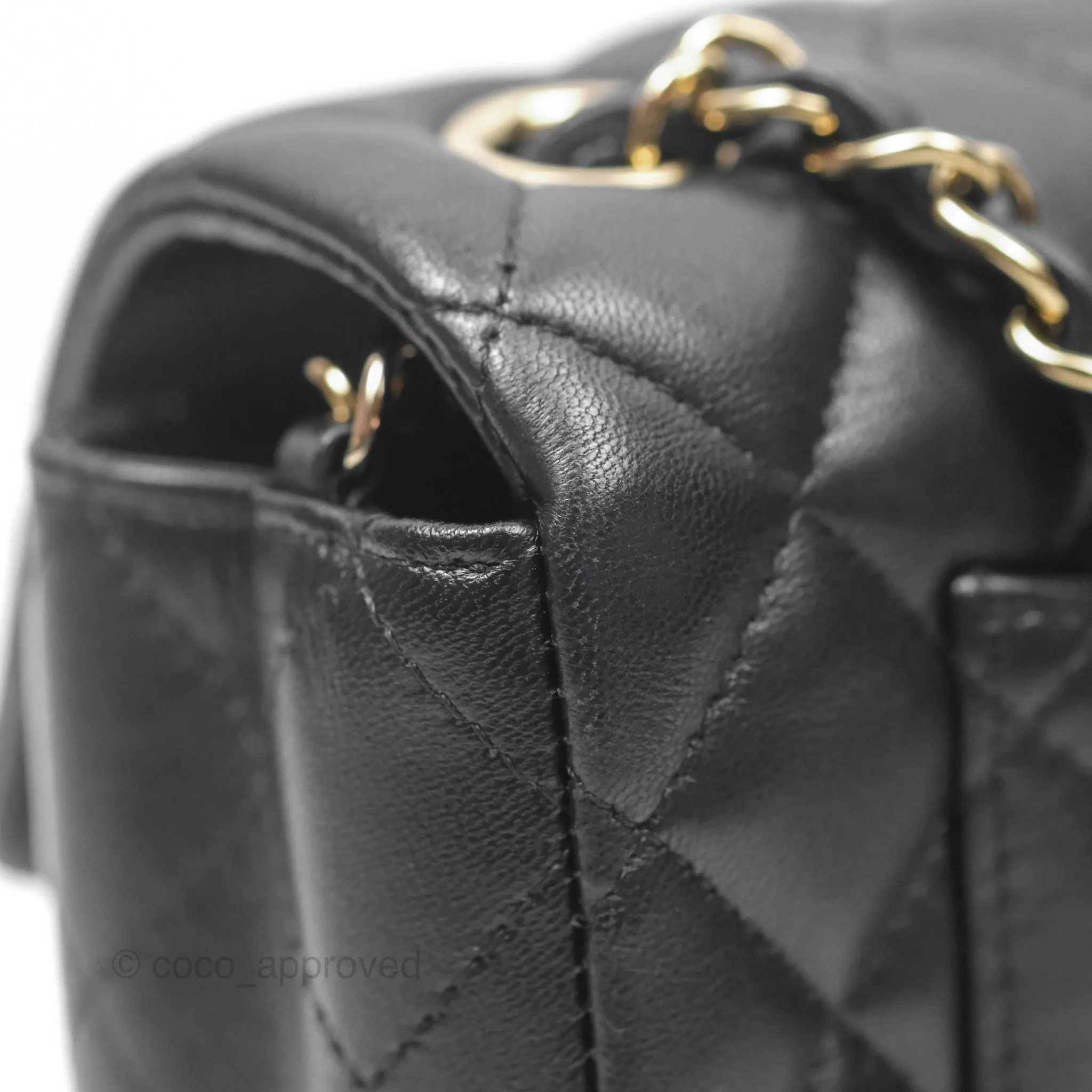 Chanel Quilted Mini Rectangular Flap Black Lambskin Gold Hardware