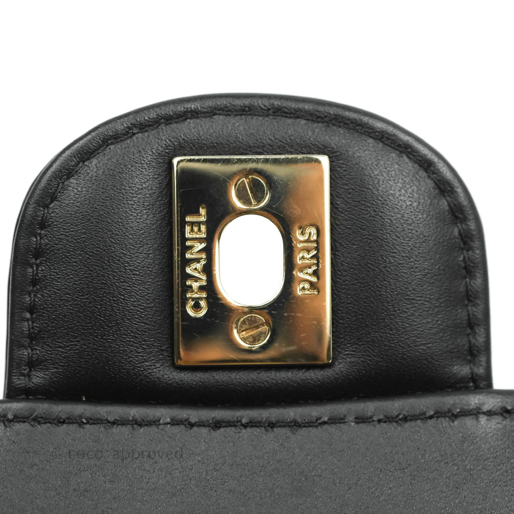 Chanel Quilted Mini Rectangular Flap Black Patent Gold Hardware