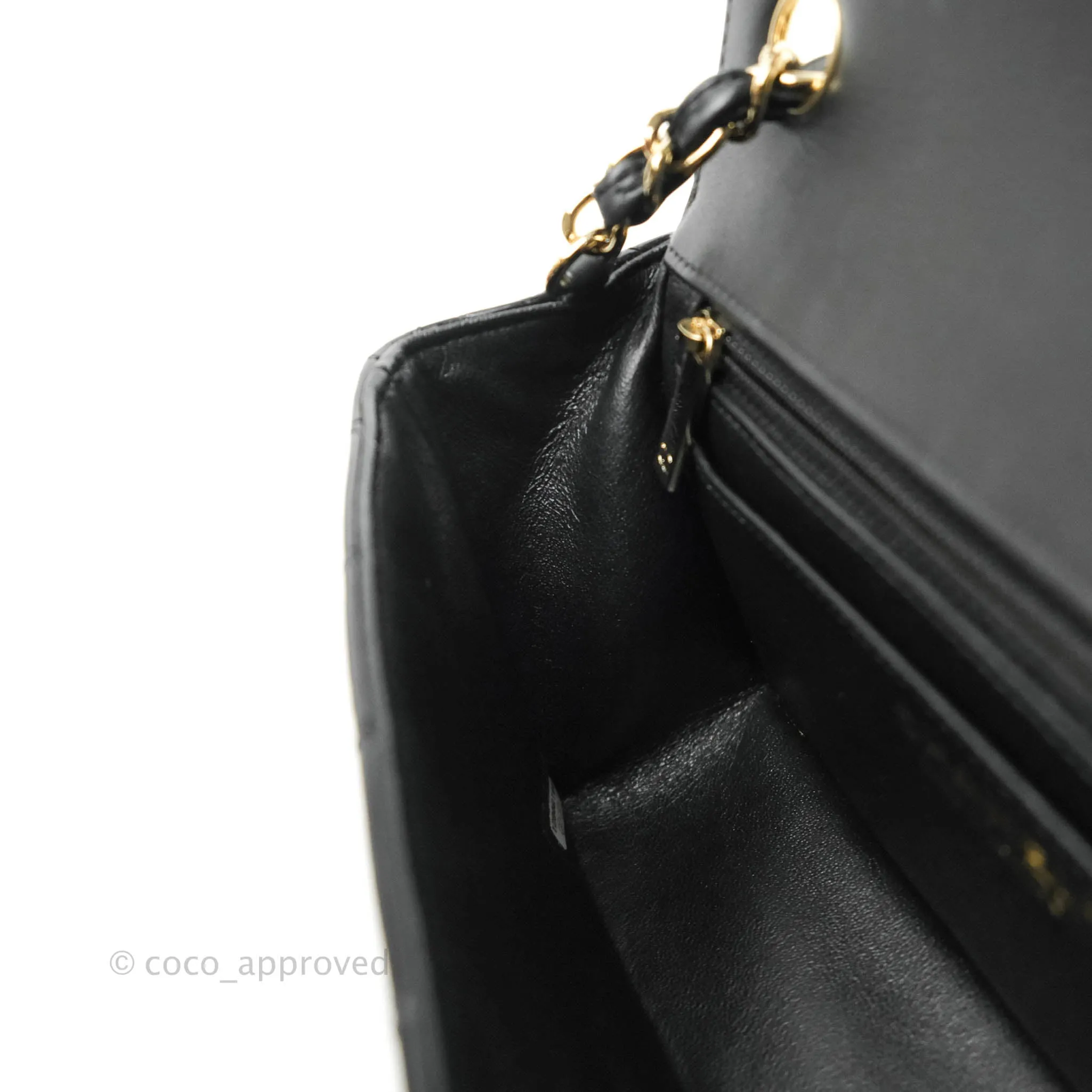 Chanel Quilted Mini Rectangular Flap Black Patent Gold Hardware