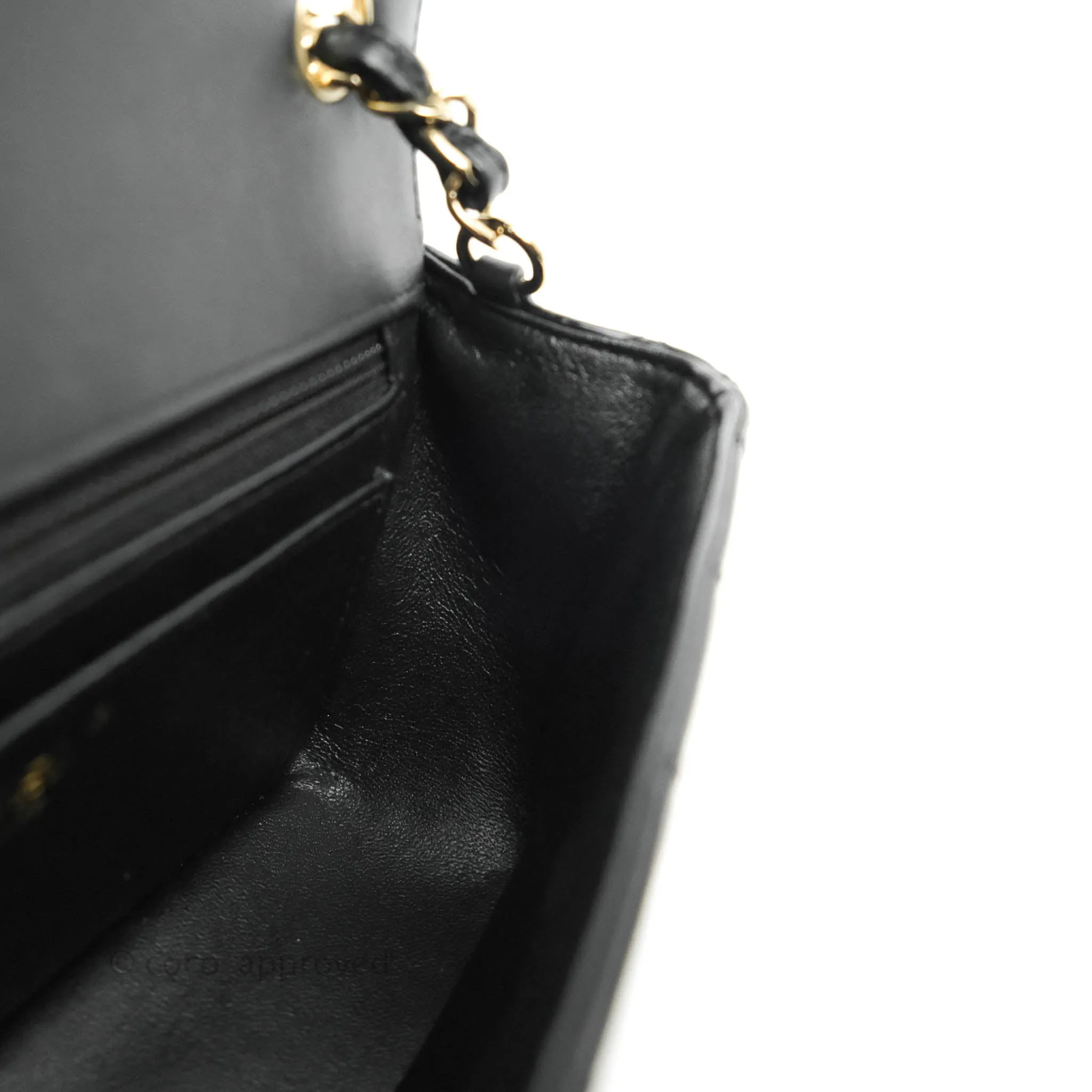 Chanel Quilted Mini Rectangular Flap Black Patent Gold Hardware