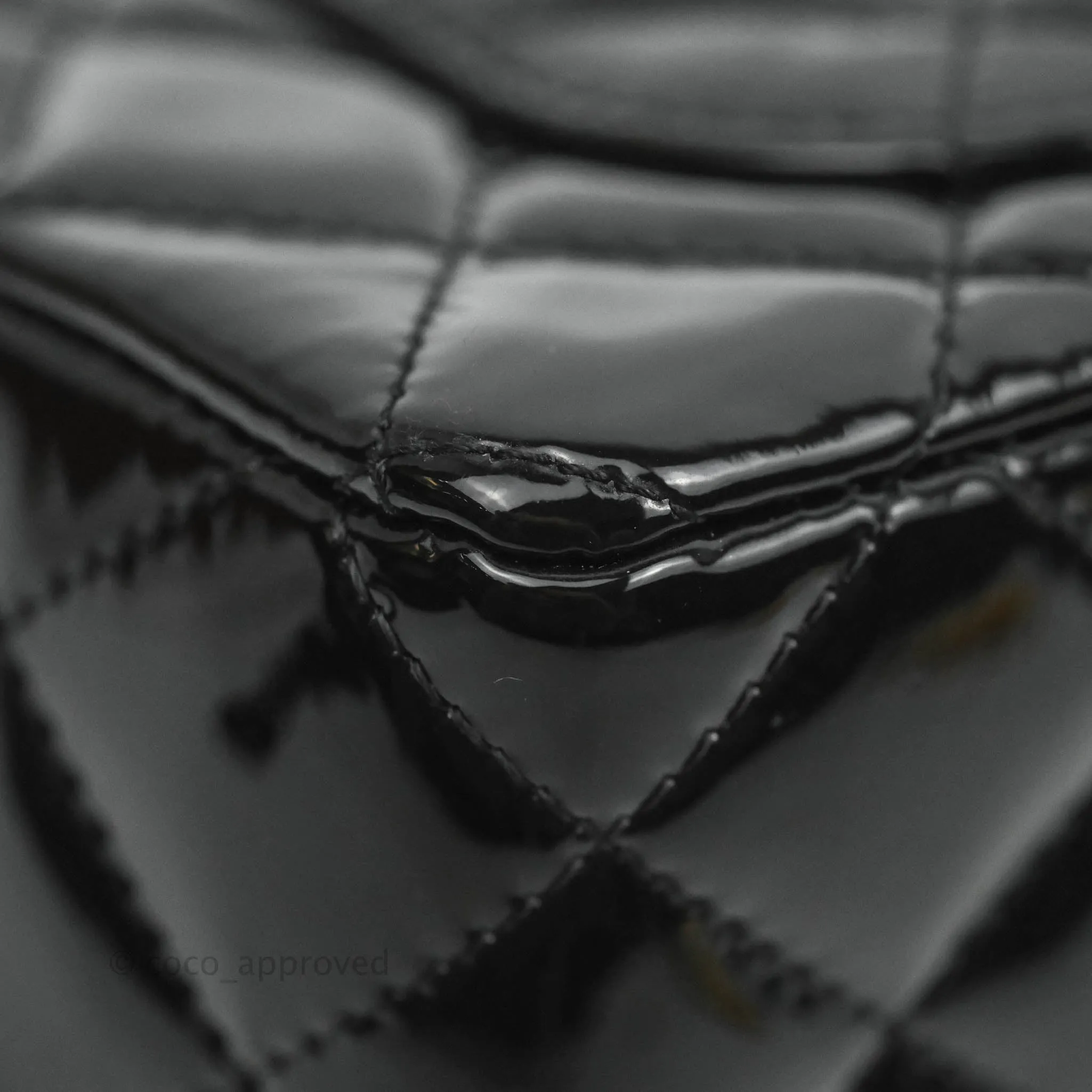 Chanel Quilted Mini Rectangular Flap Black Patent Gold Hardware
