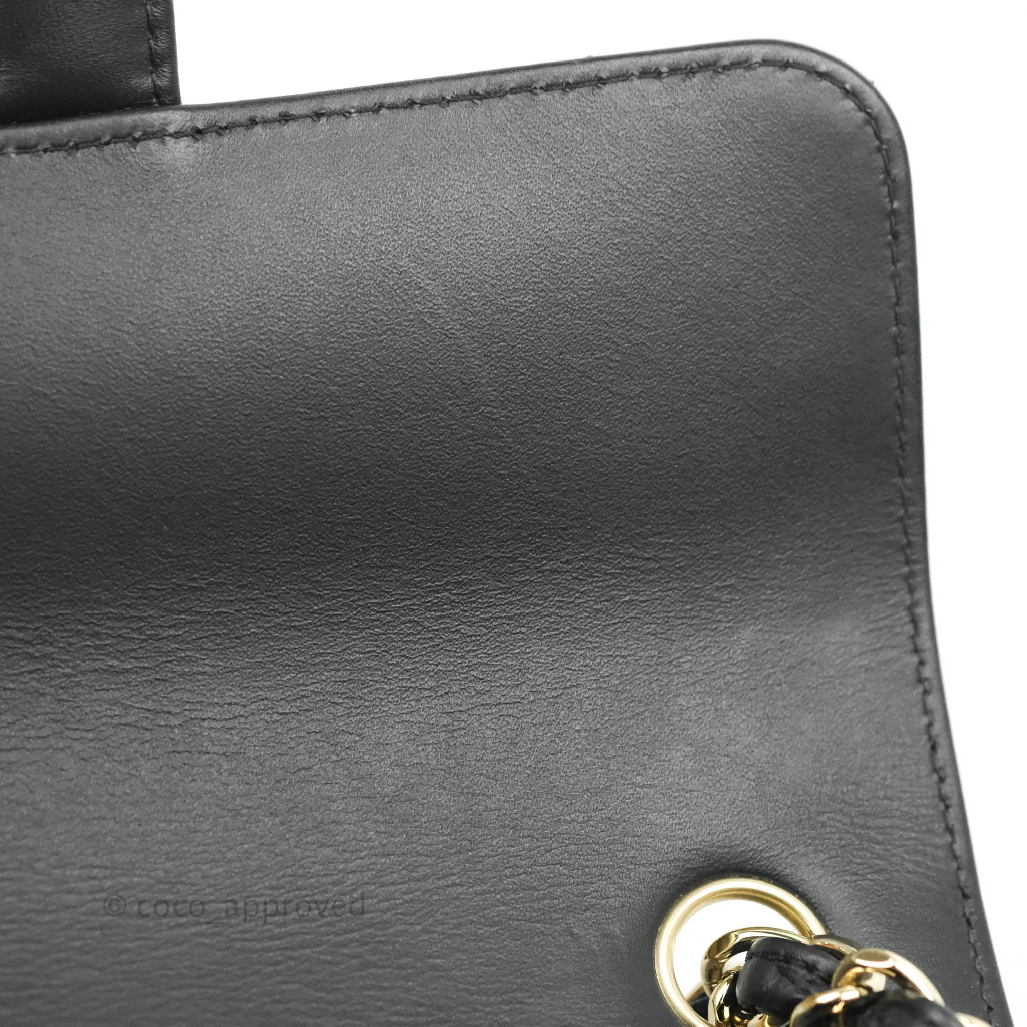 Chanel Quilted Mini Rectangular Flap Black Patent Gold Hardware