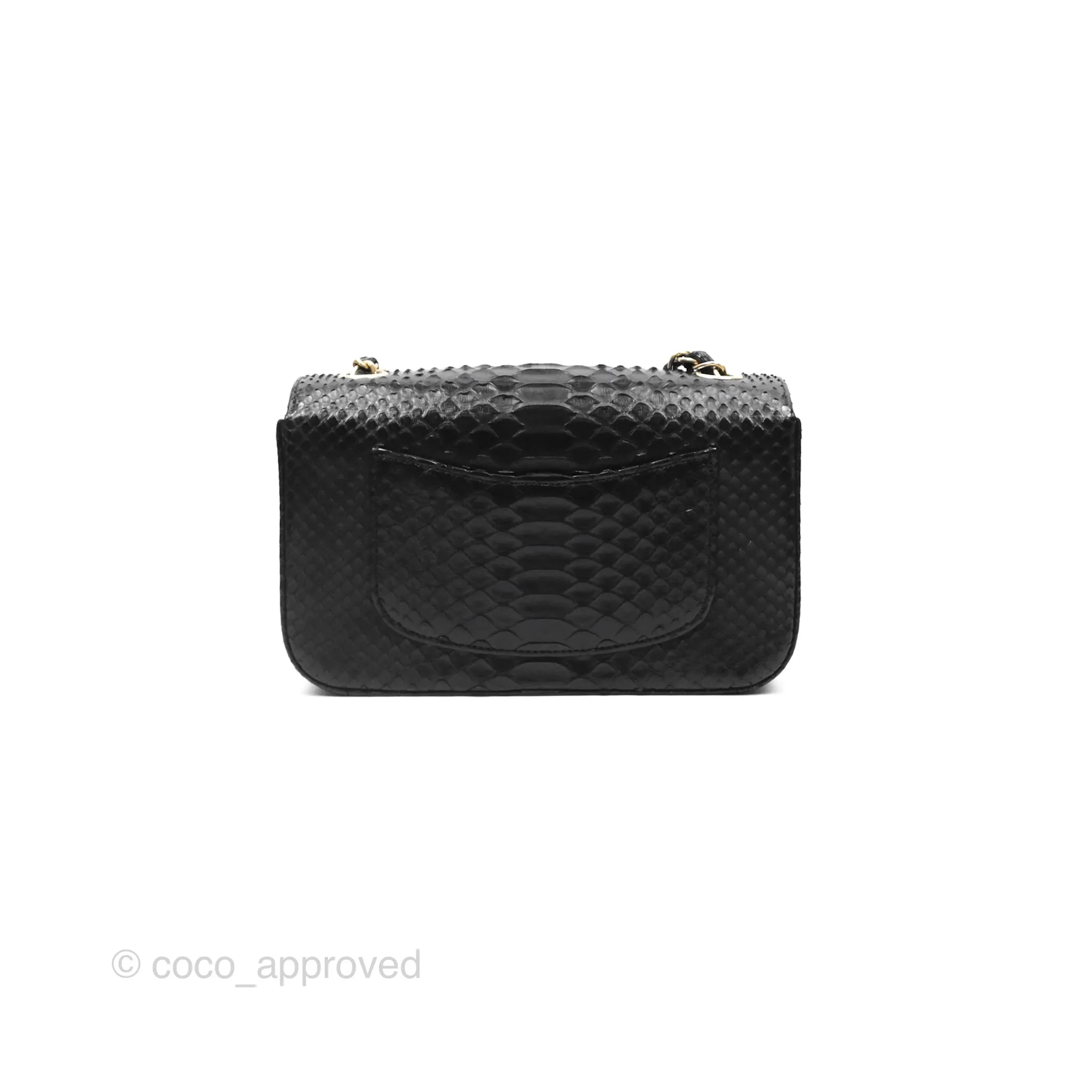 Chanel Quilted Mini Rectangular Flap Black Python Gold Hardware