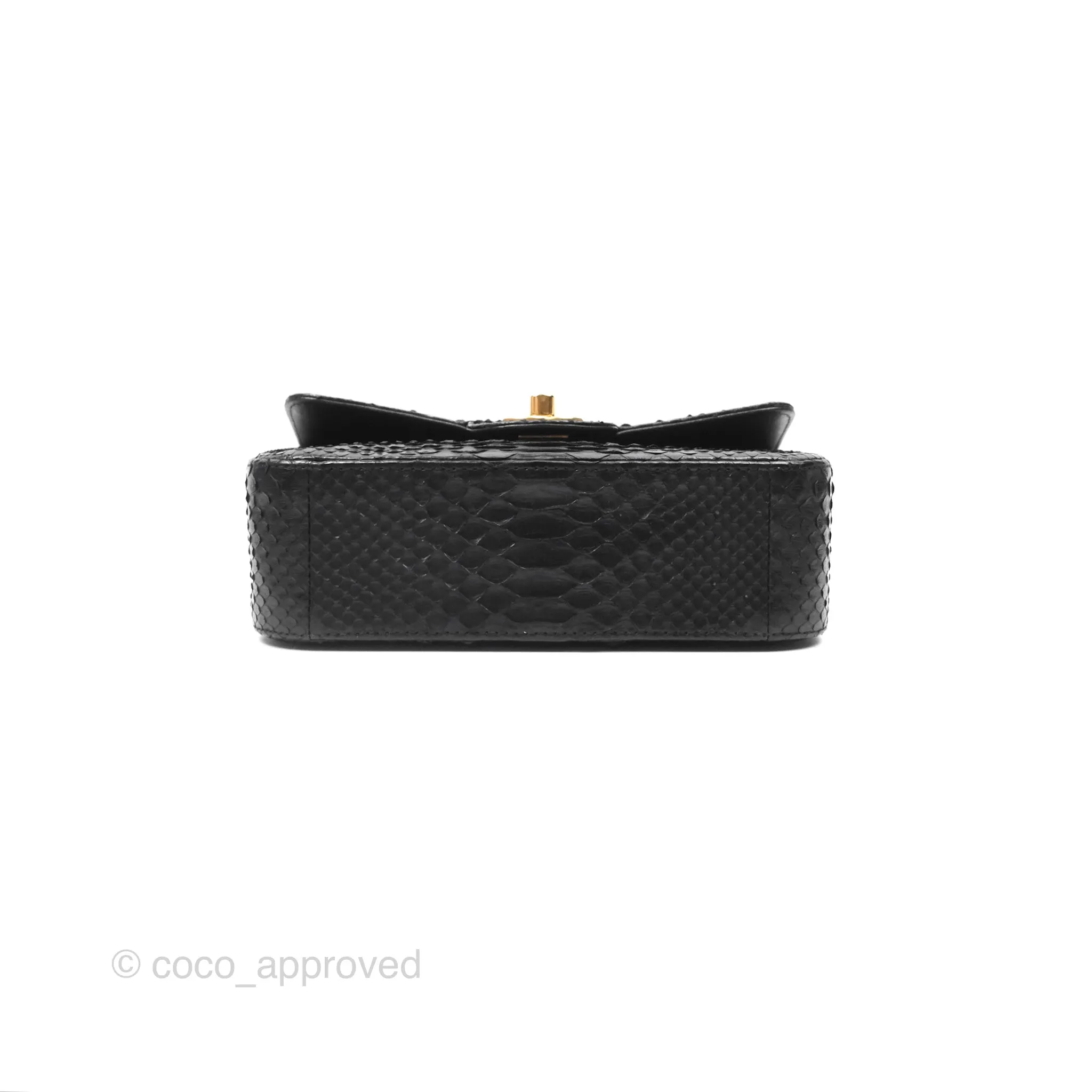 Chanel Quilted Mini Rectangular Flap Black Python Gold Hardware