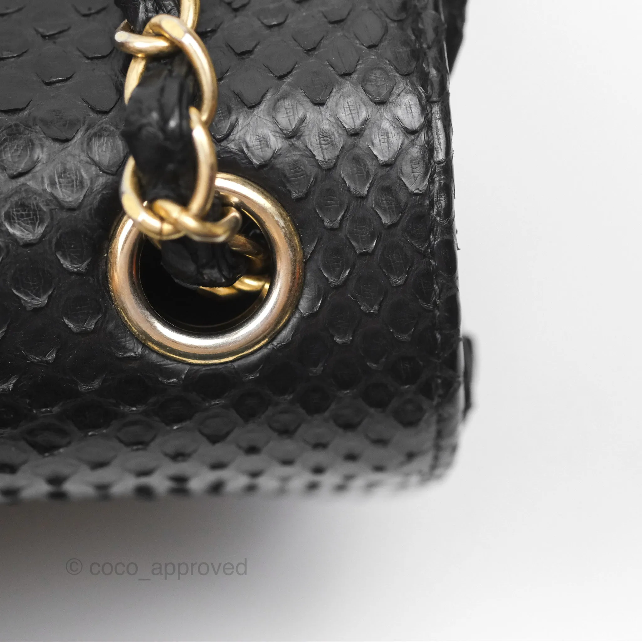 Chanel Quilted Mini Rectangular Flap Black Python Gold Hardware