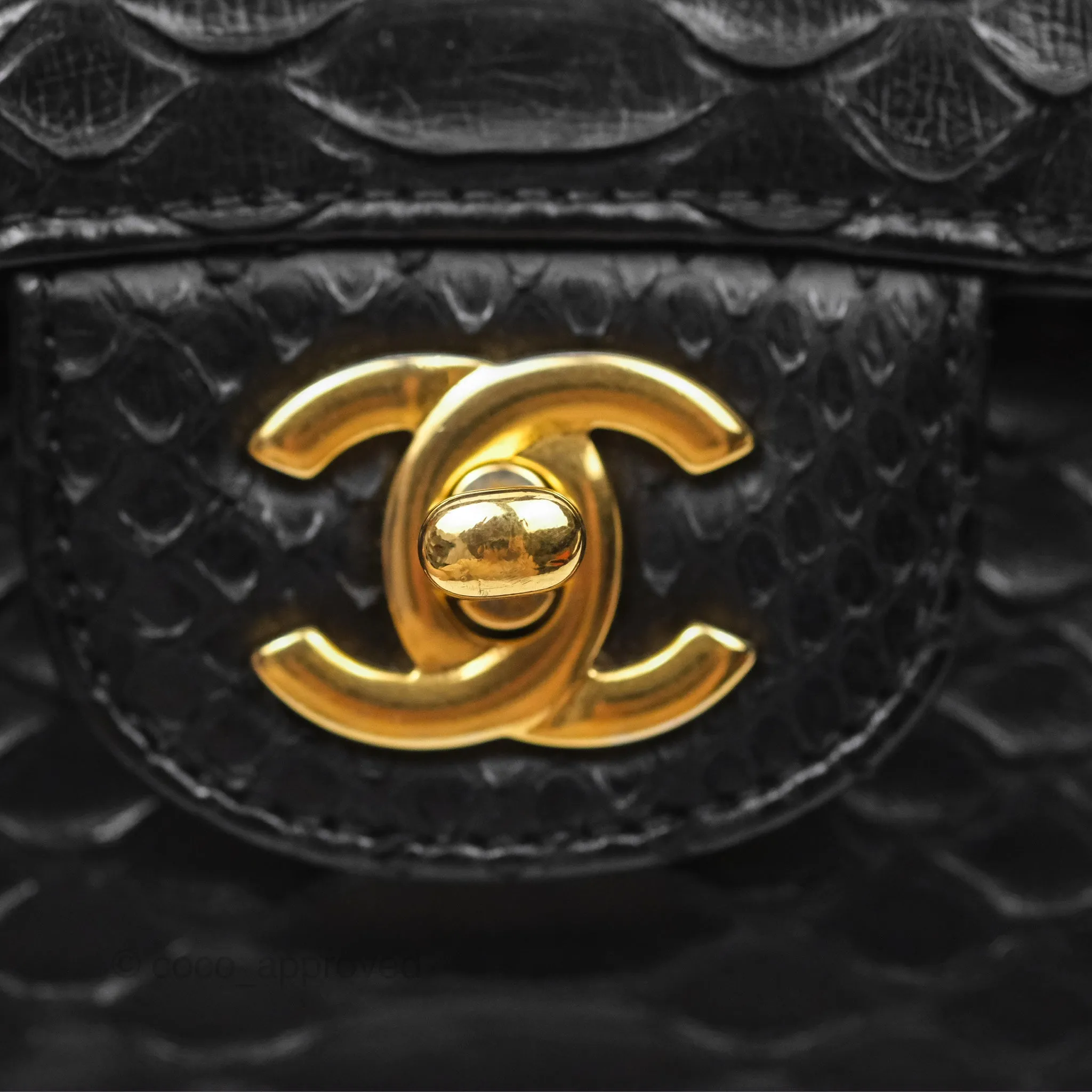 Chanel Quilted Mini Rectangular Flap Black Python Gold Hardware