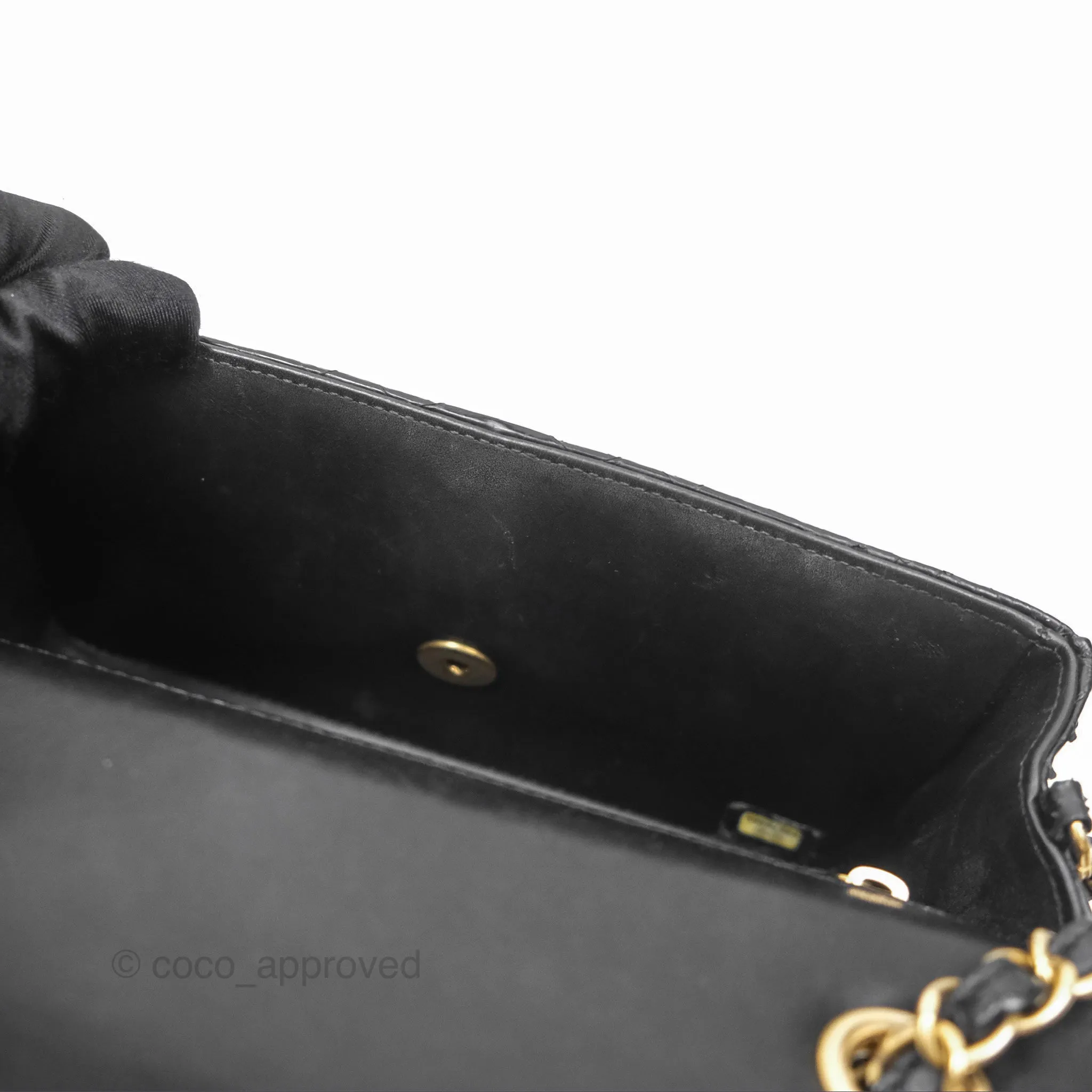 Chanel Quilted Mini Rectangular Flap Black Python Gold Hardware