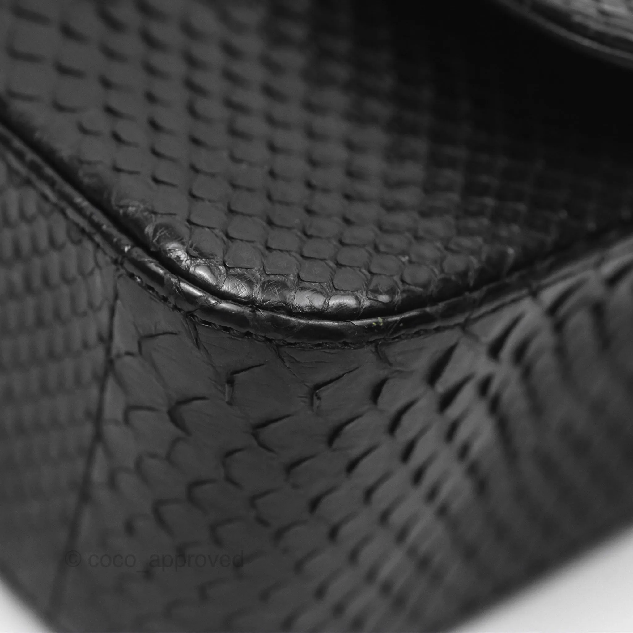 Chanel Quilted Mini Rectangular Flap Black Python Gold Hardware