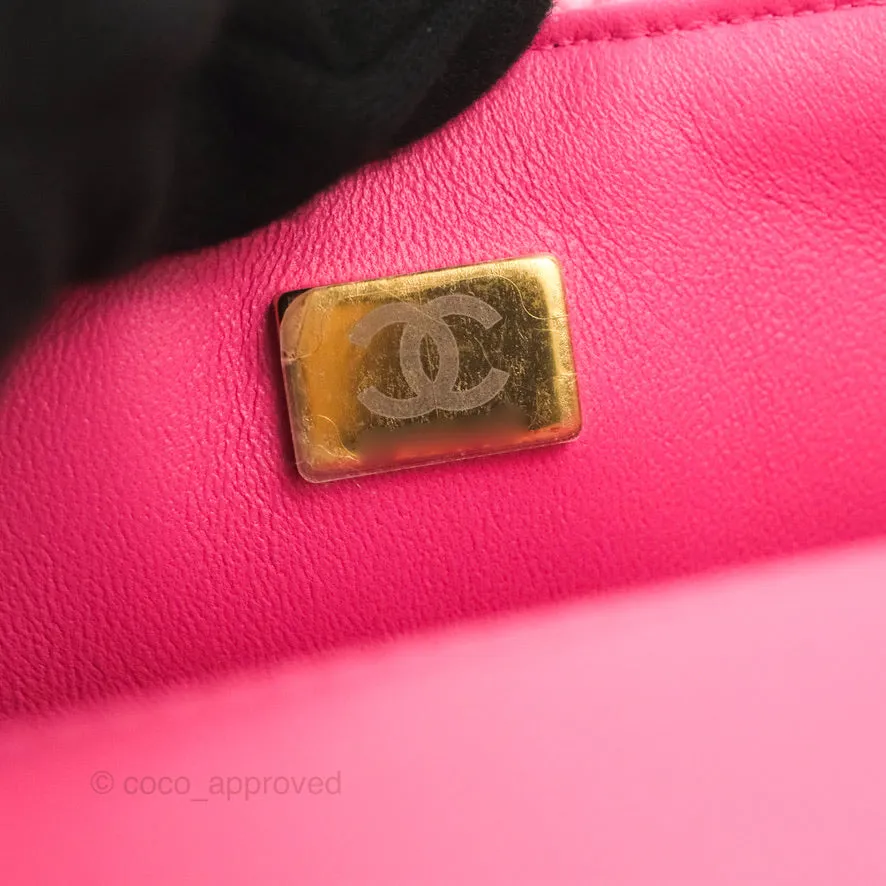Chanel Quilted Mini Rectangular Flap Dark Pink Tweed Gold Hardware