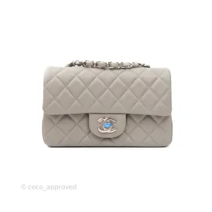 Chanel Quilted Mini Rectangular Flap Grey Lambskin Silver Hardware 19B