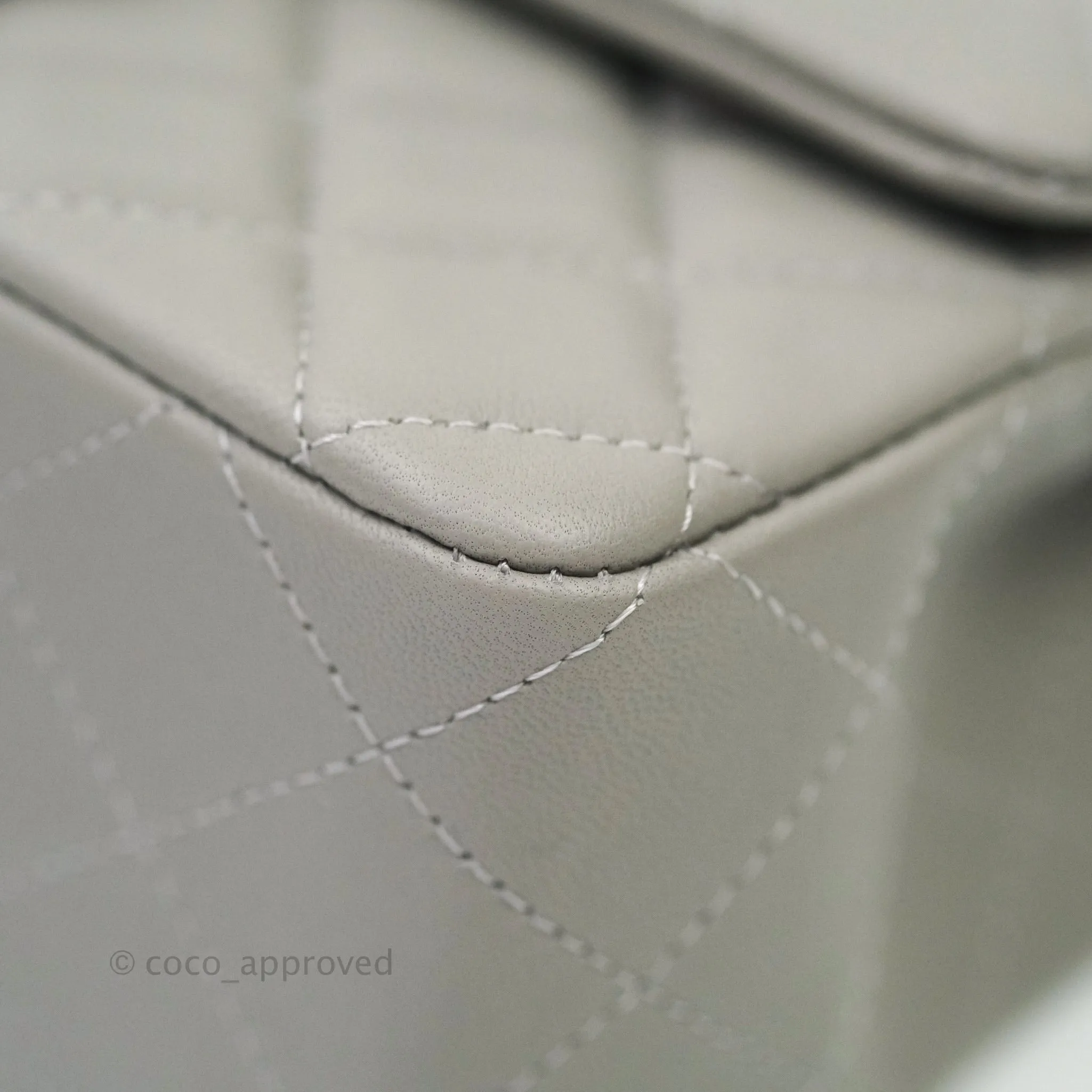 Chanel Quilted Mini Rectangular Flap Grey Lambskin Silver Hardware 19B