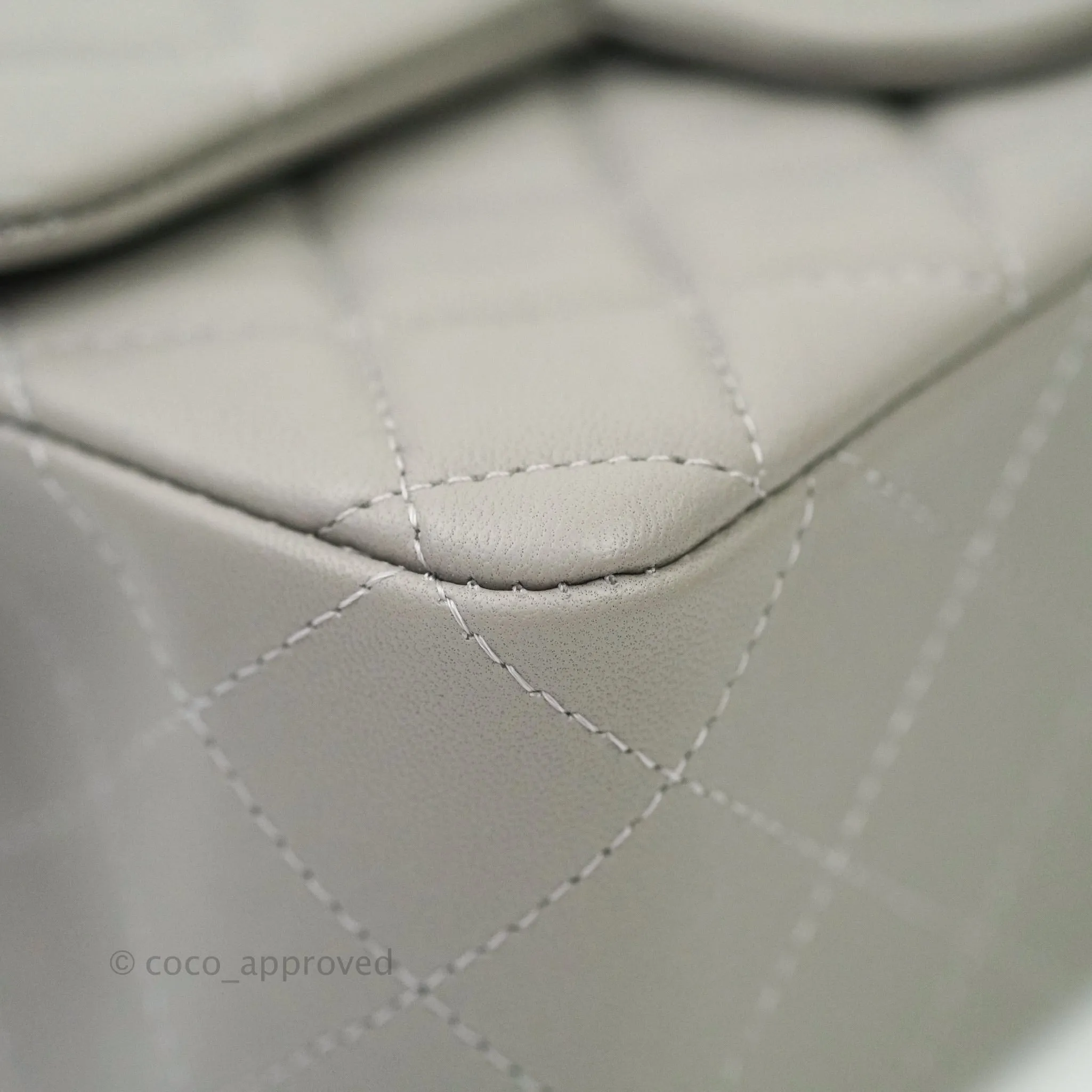 Chanel Quilted Mini Rectangular Flap Grey Lambskin Silver Hardware 19B