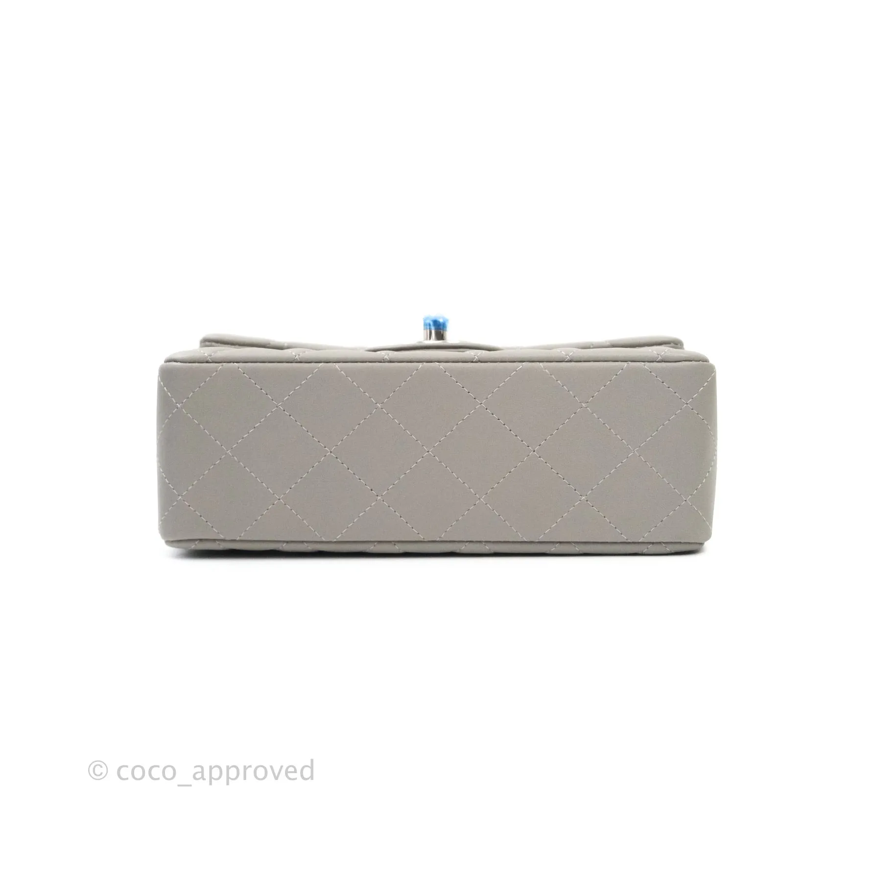Chanel Quilted Mini Rectangular Flap Grey Lambskin Silver Hardware 19B
