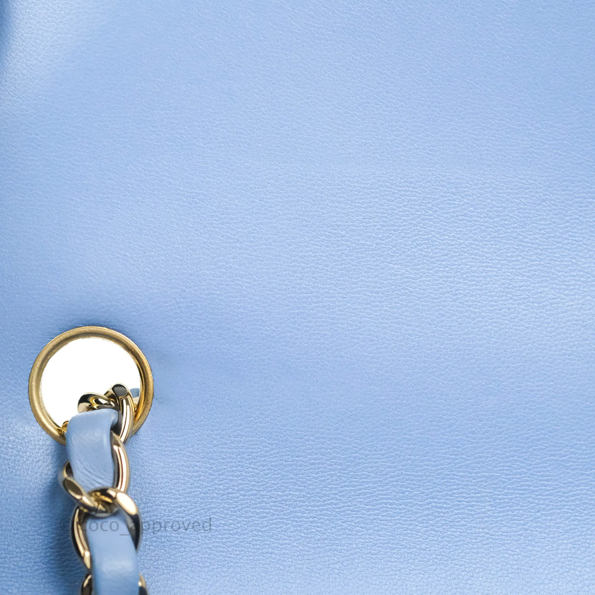 Chanel Quilted Mini Rectangular Flap Light Blue Lambskin Gold Hardware