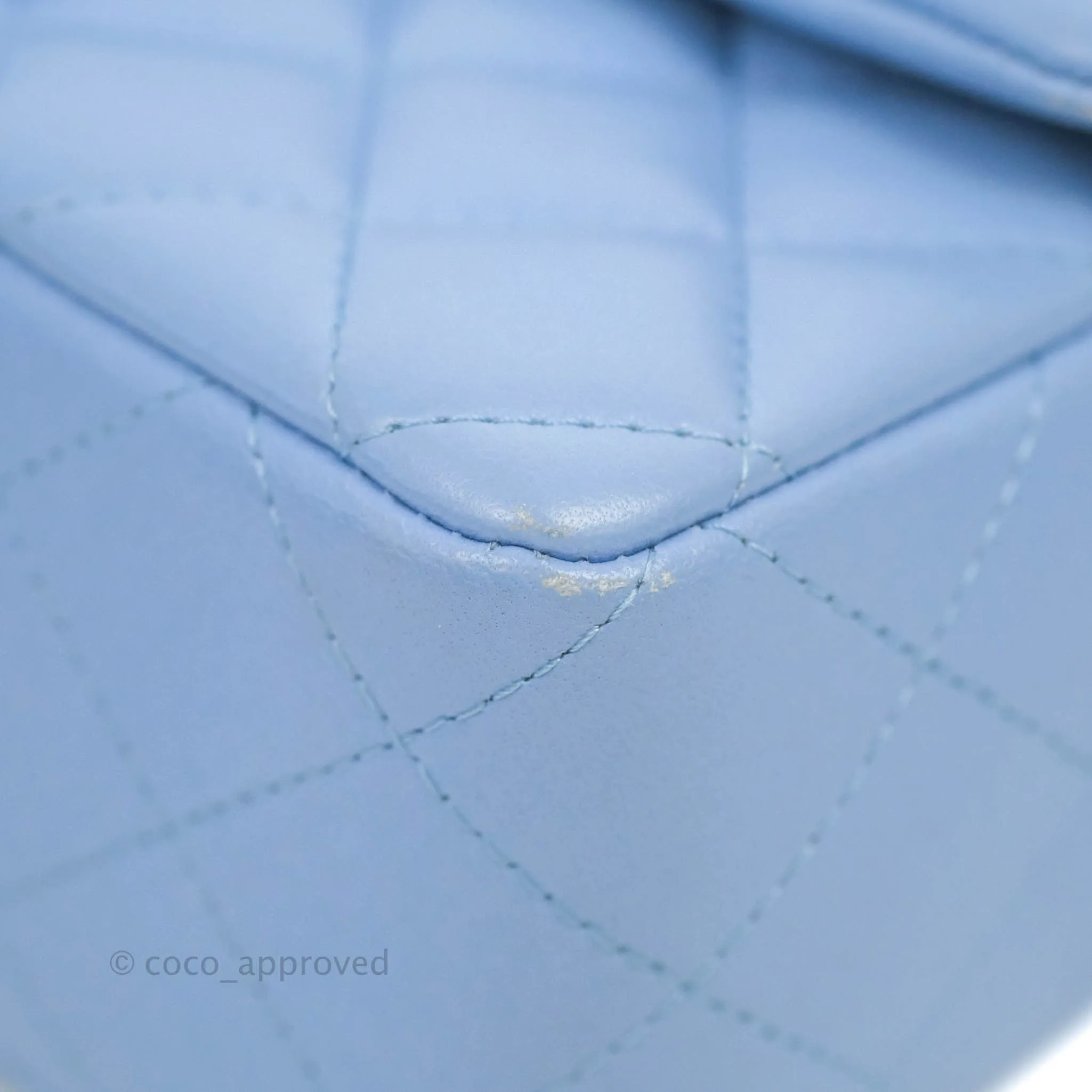 Chanel Quilted Mini Rectangular Flap Light Blue Lambskin Gold Hardware